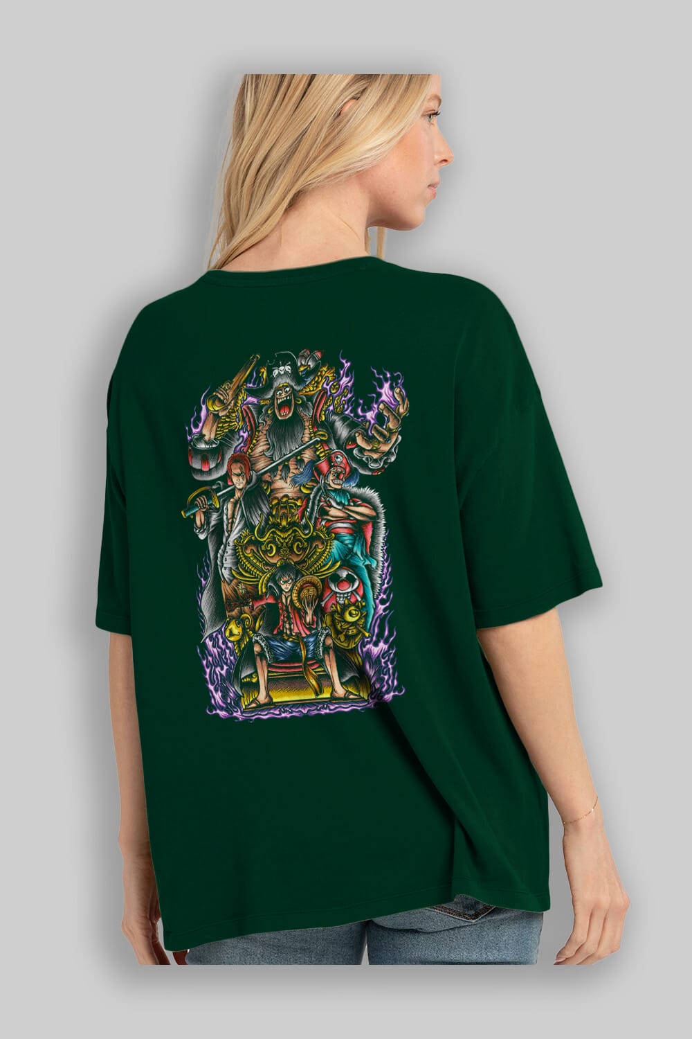ONE PIECE (8) Anime Arka Baskılı Oversize t-shirt Erkek Kadın Unisex