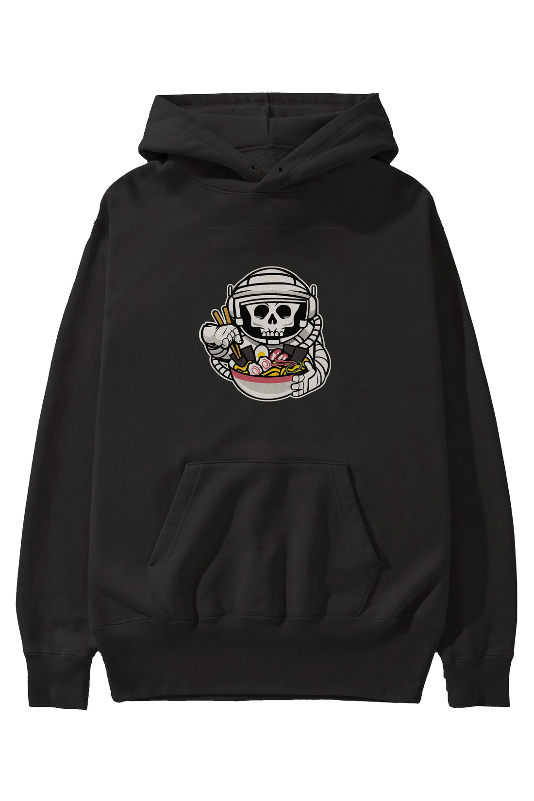 Astronaut Ramen Ön Baskılı Hoodie Oversize Kapüşonlu Sweatshirt Erkek Kadın Unisex