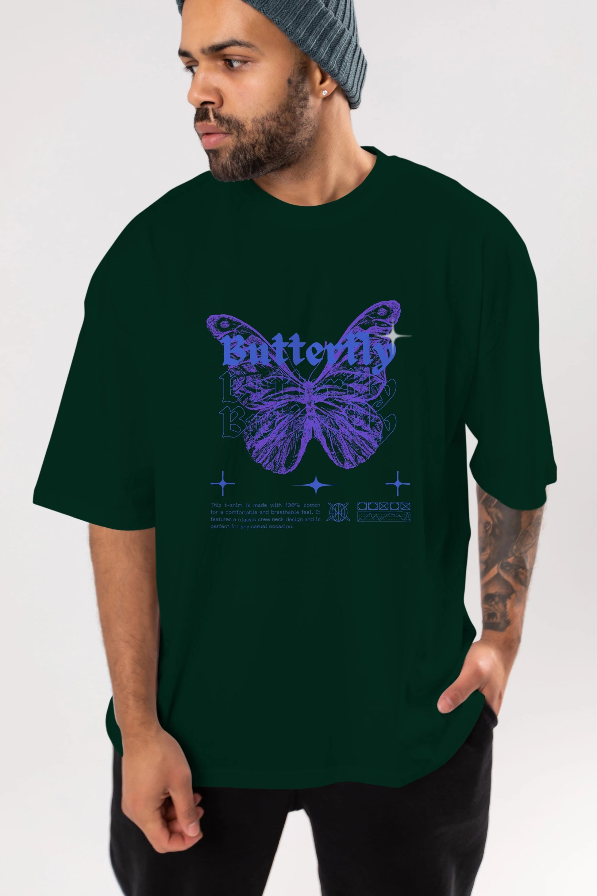 Butterfly Streetwear Ön Baskılı Oversize t-shirt Erkek Kadın Unisex