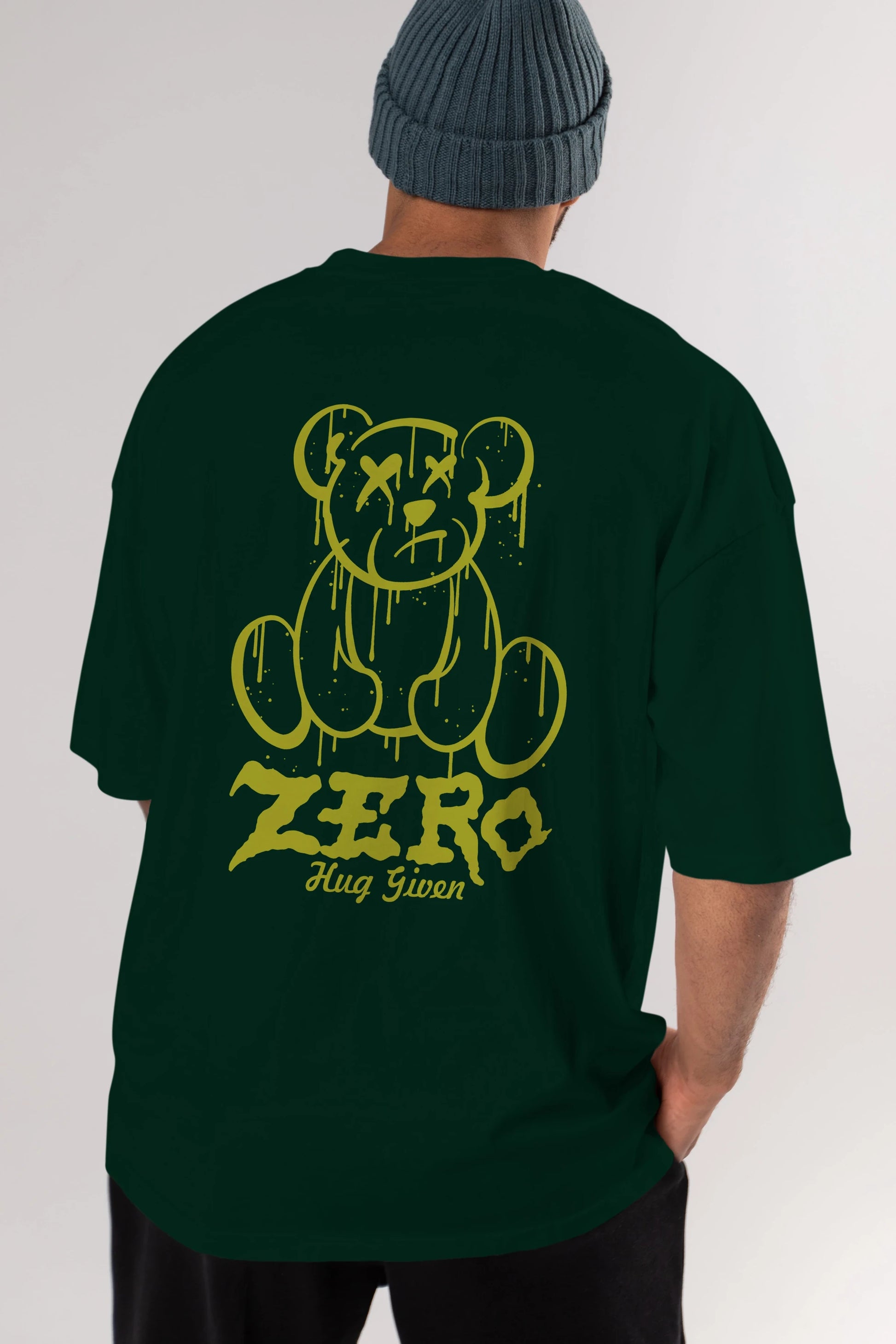 Zero Hug Given Bear Arka Baskılı Oversize t-shirt Erkek Kadın Unisex