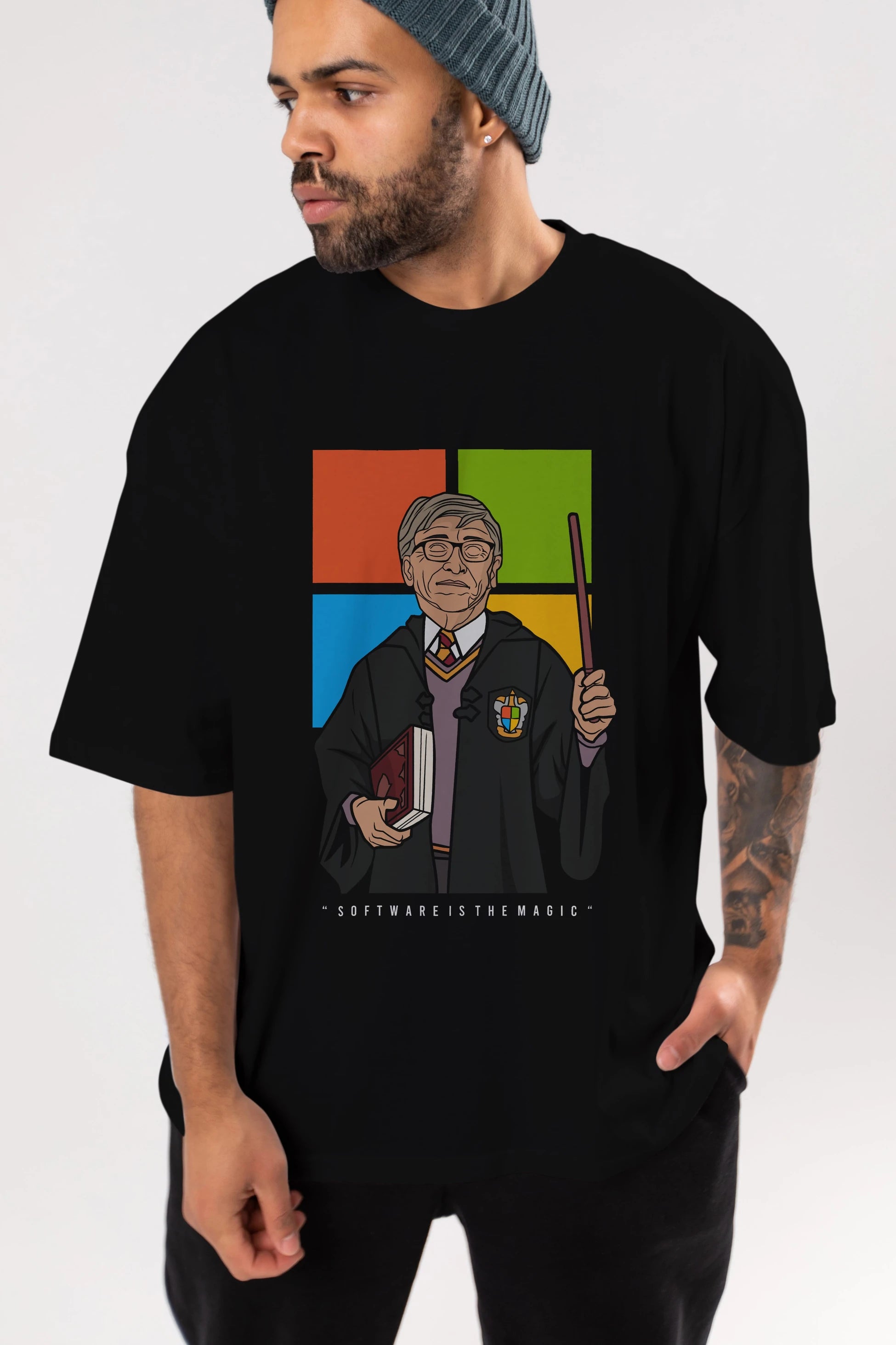Harry Potter Gates Ön Baskılı Oversize t-shirt Erkek Kadın Unisex %100 Pamuk tişort