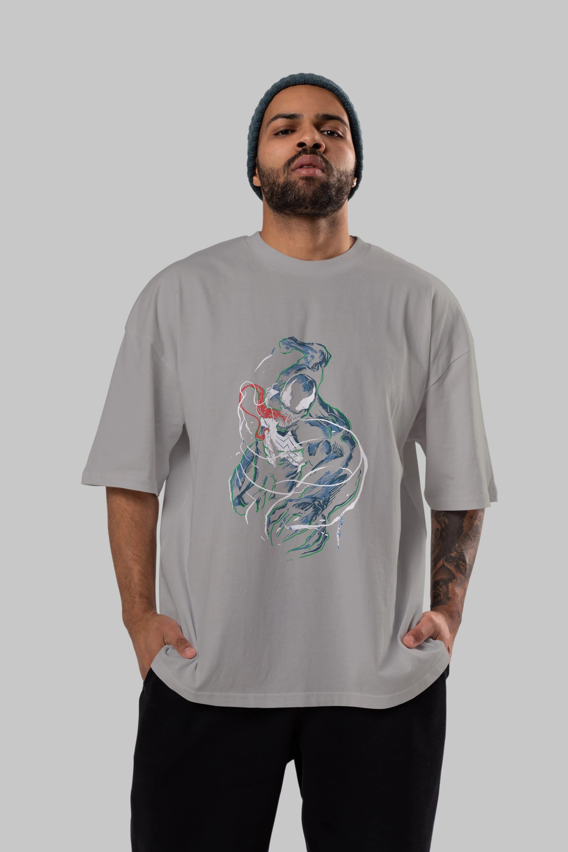 Venom (5) Ön Baskılı Oversize t-shirt Erkek Kadın Unisex %100 Pamuk Bisiklet Yaka tişort