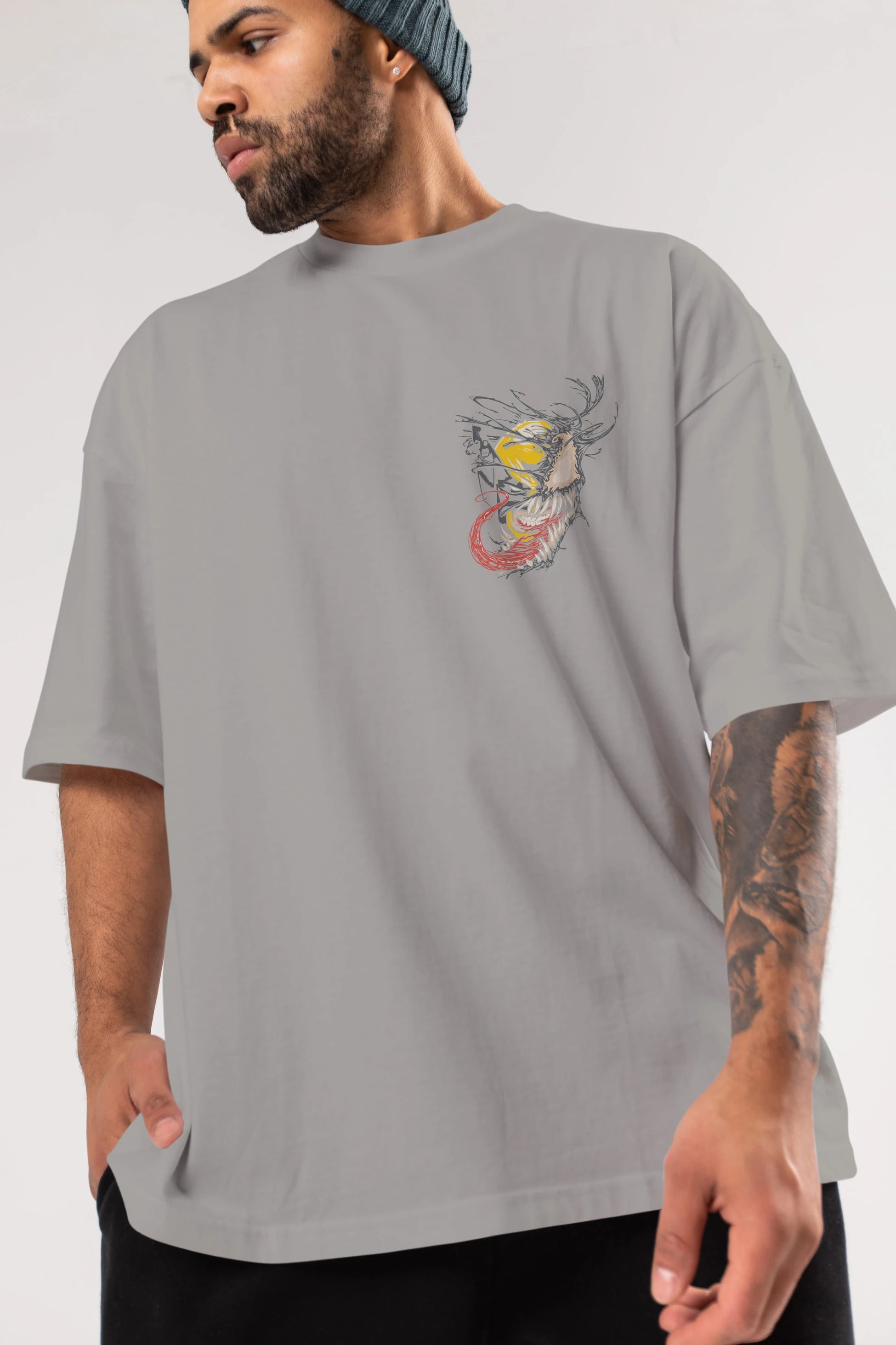 Venom (4) Ön Sol Baskılı Oversize t-shirt Erkek Kadın Unisex %100 Pamuk Bisiklet Yaka tişort