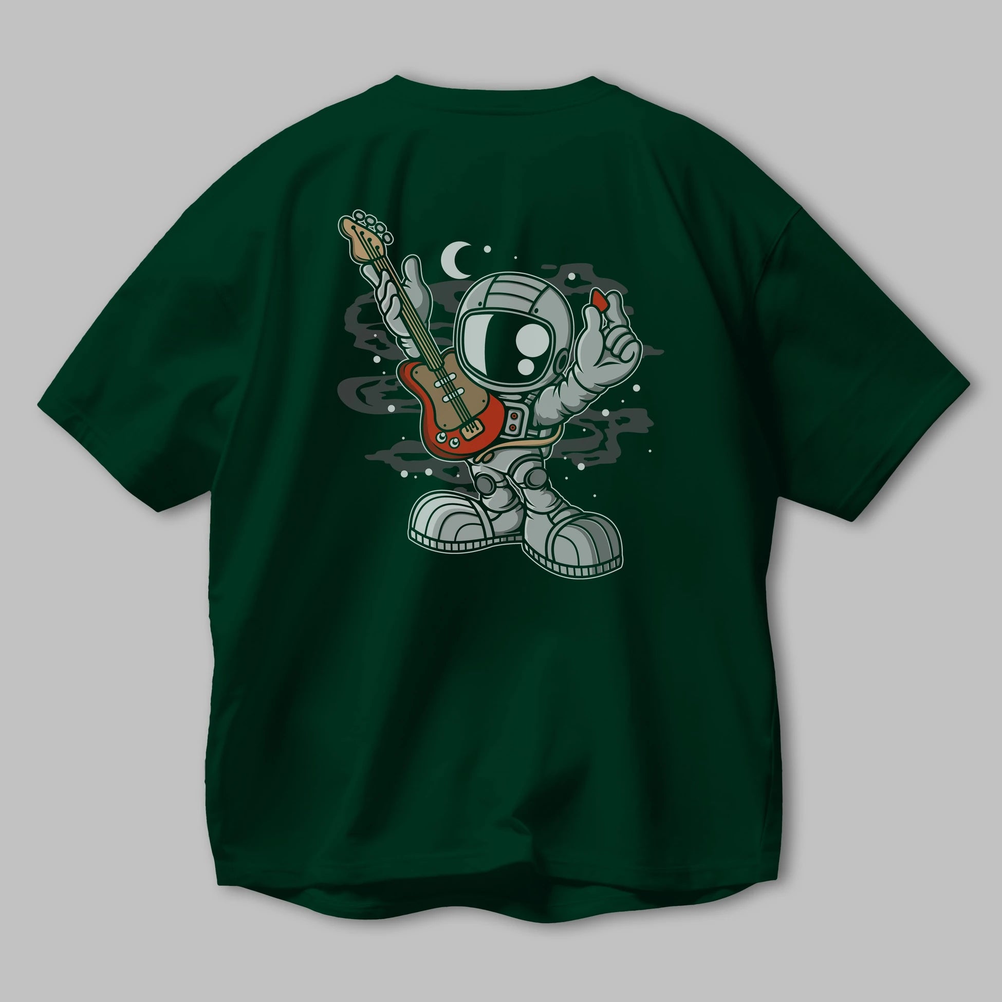 Astronaut Guitar Arka Baskılı Oversize t-shirt Erkek Kadın Unisex