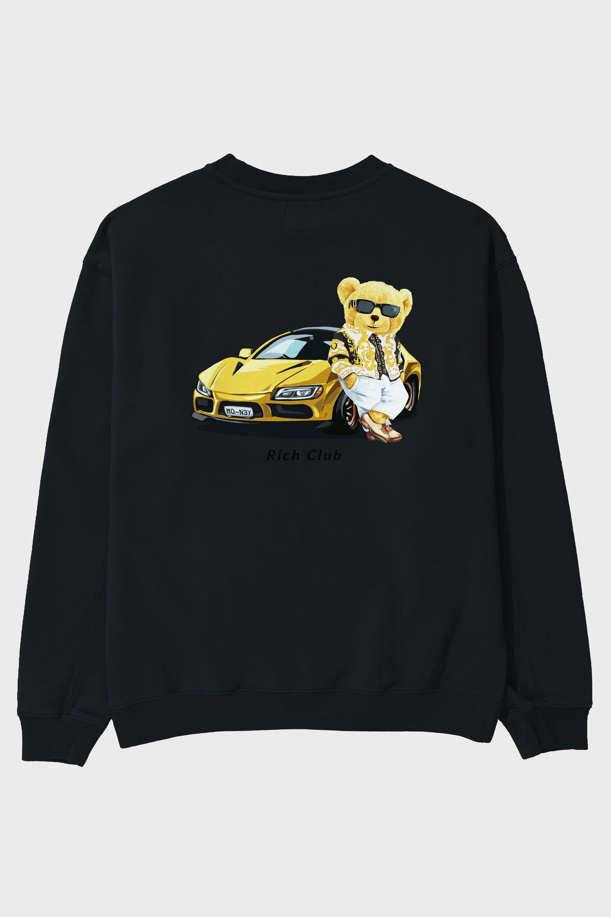 Teddy Bear Rich Club Arka Baskılı Oversize Sweatshirt Erkek Kadın Unisex
