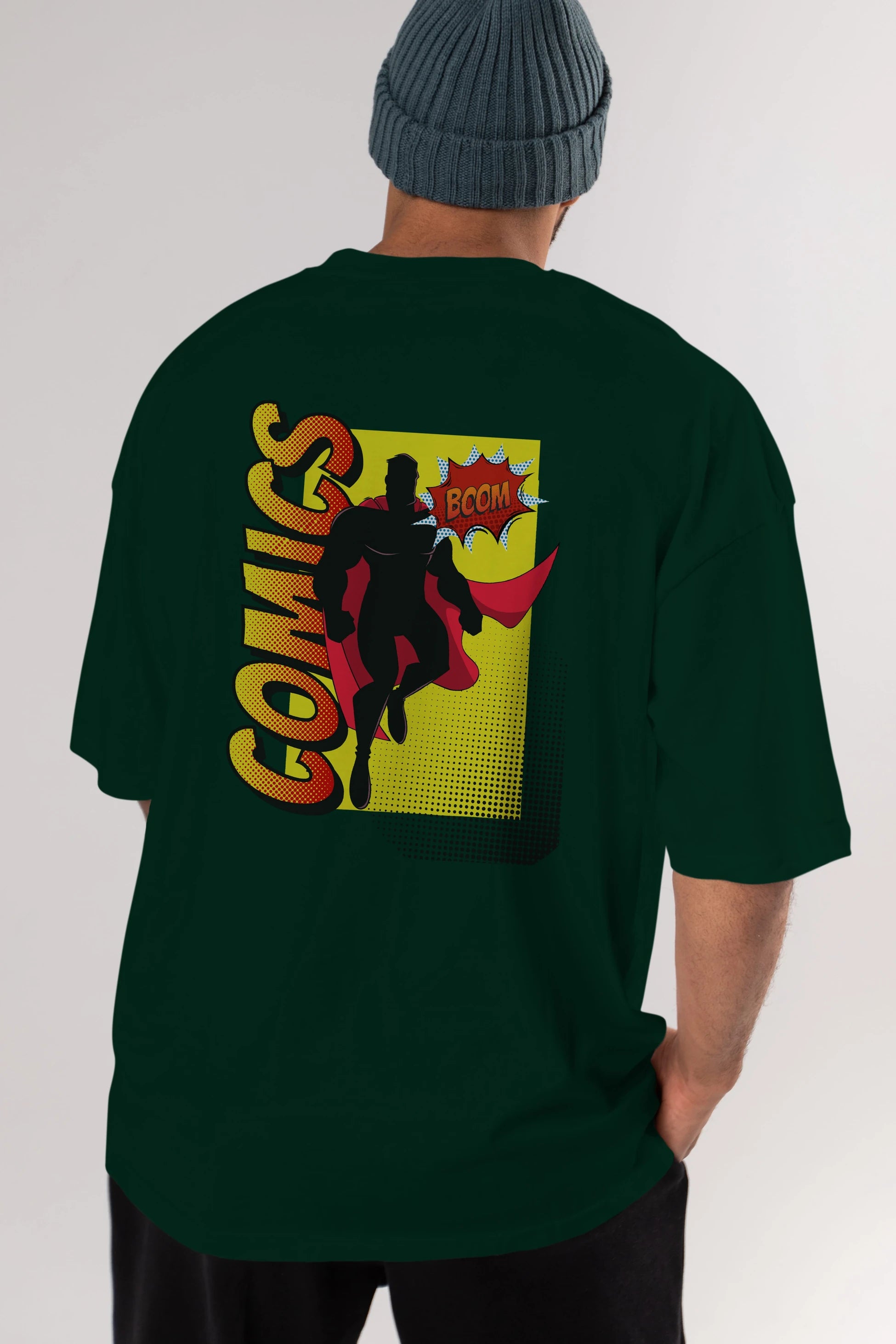 Comics Boom Arka Baskılı Oversize t-shirt Erkek Kadın Unisex