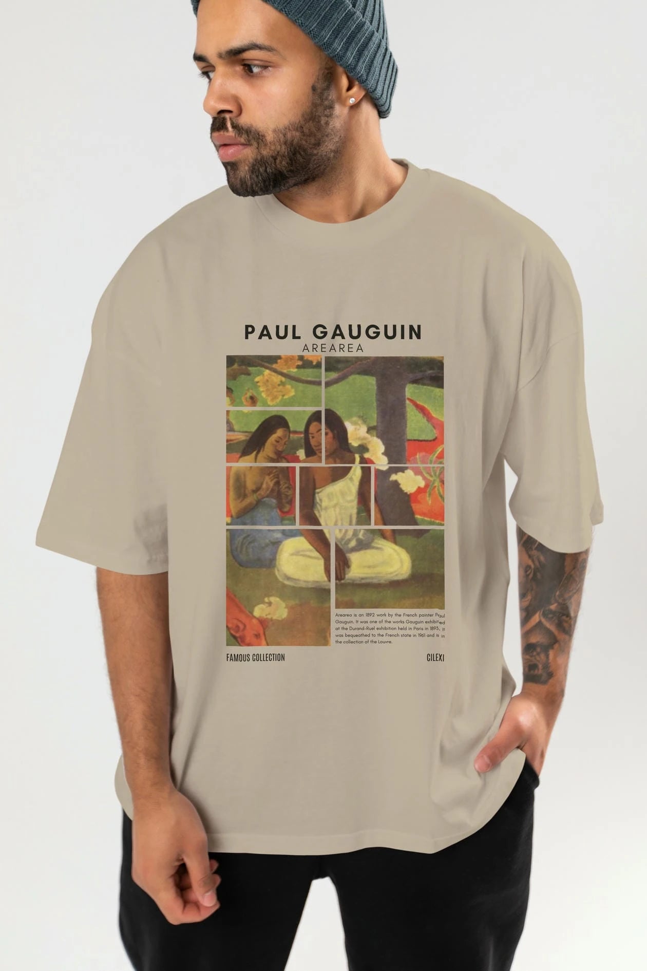 Paul Gauguin Arearea ön Baskılı Oversize t-shirt Erkek Kadın Bisiklet Yaka Pamuk tişort
