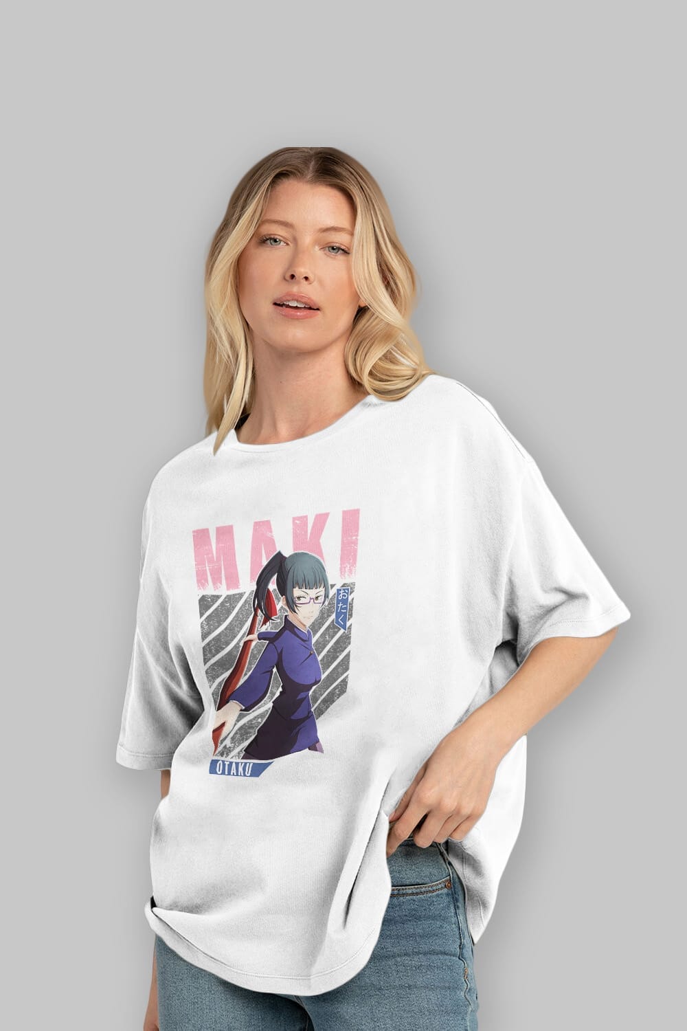 Maki Zenin CHAINSAWMAN Anime Ön Baskılı Oversize t-shirt %100 pamuk Erkek Kadın Unisex