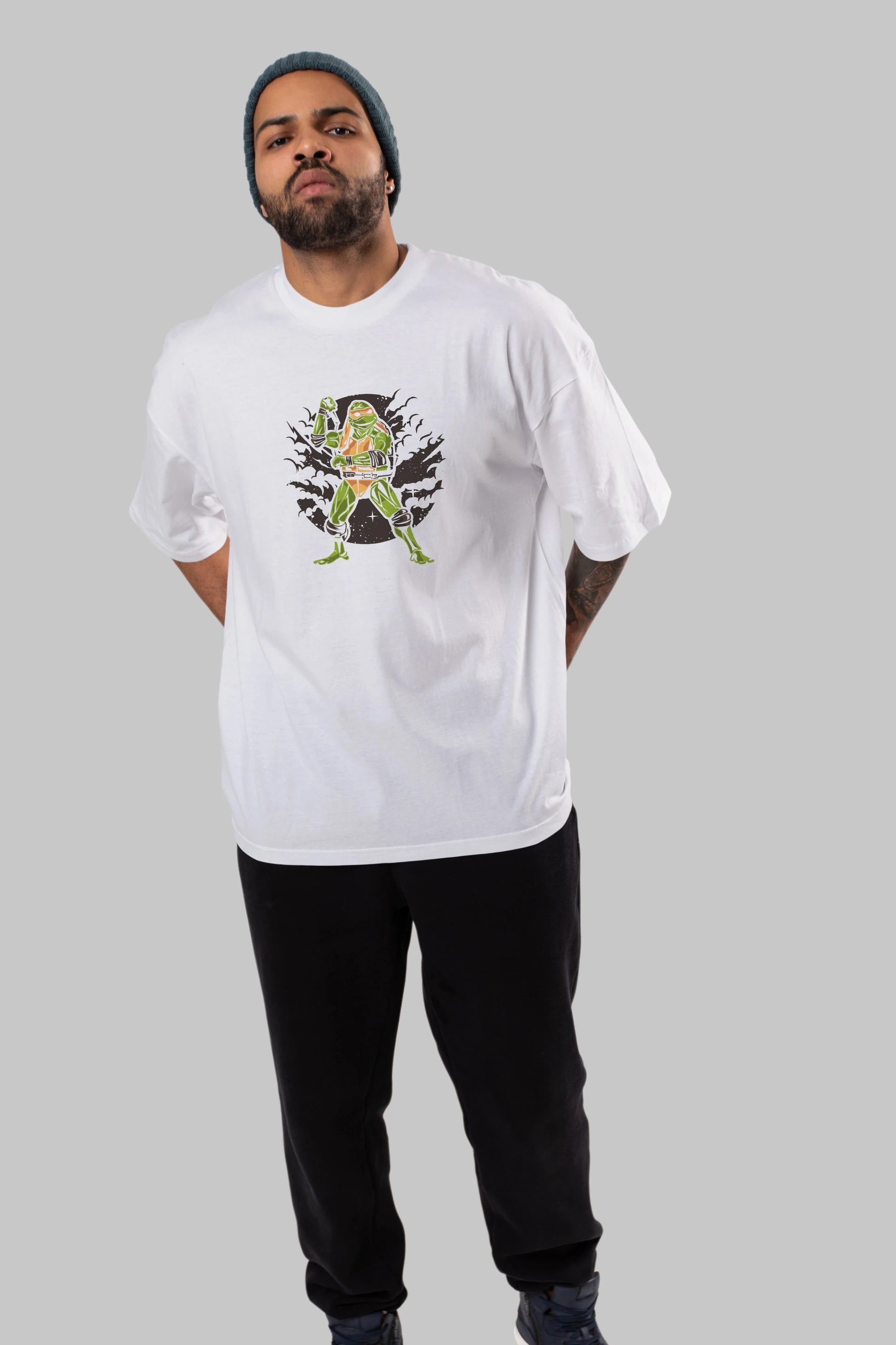 TURTLES Ön Baskılı Oversize t-shirt Erkek Kadın Unisex %100 Pamuk tişort
