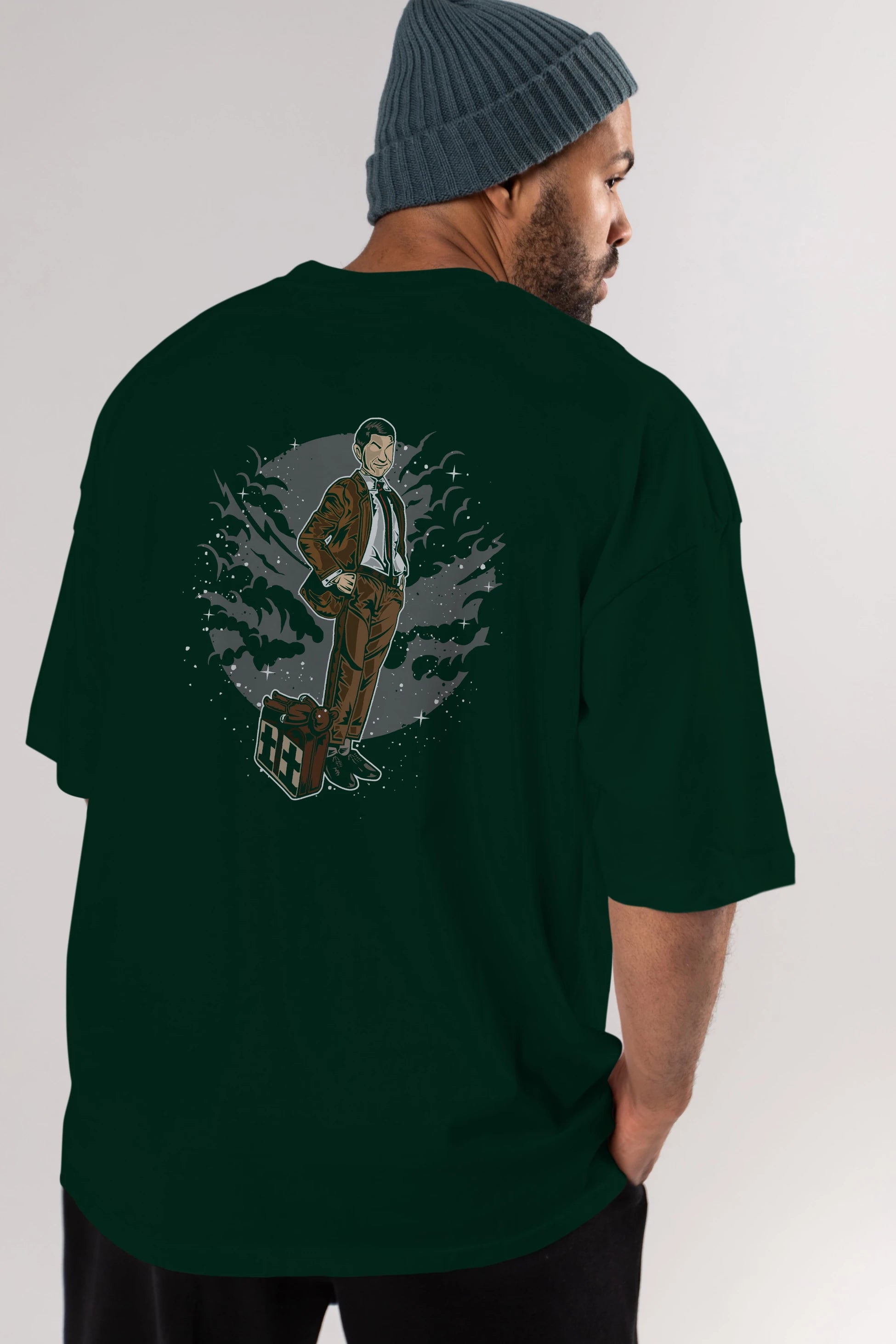 Mr Bean Arka Baskılı Oversize t-shirt Erkek Kadın Unisex %100 Pamuk
