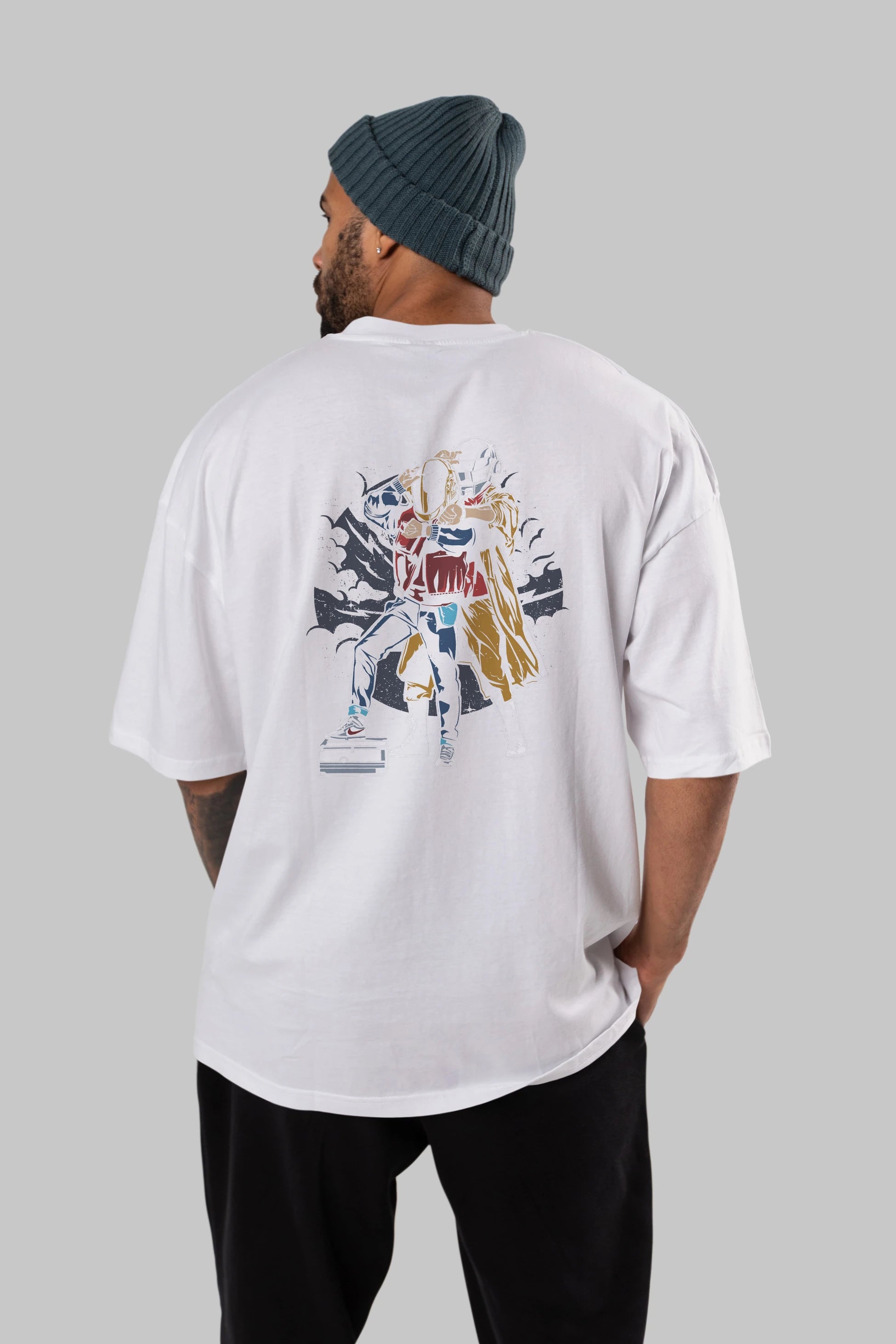 Back To The Beat Arka Baskılı Oversize t-shirt Erkek Kadın Unisex %100 Pamuk