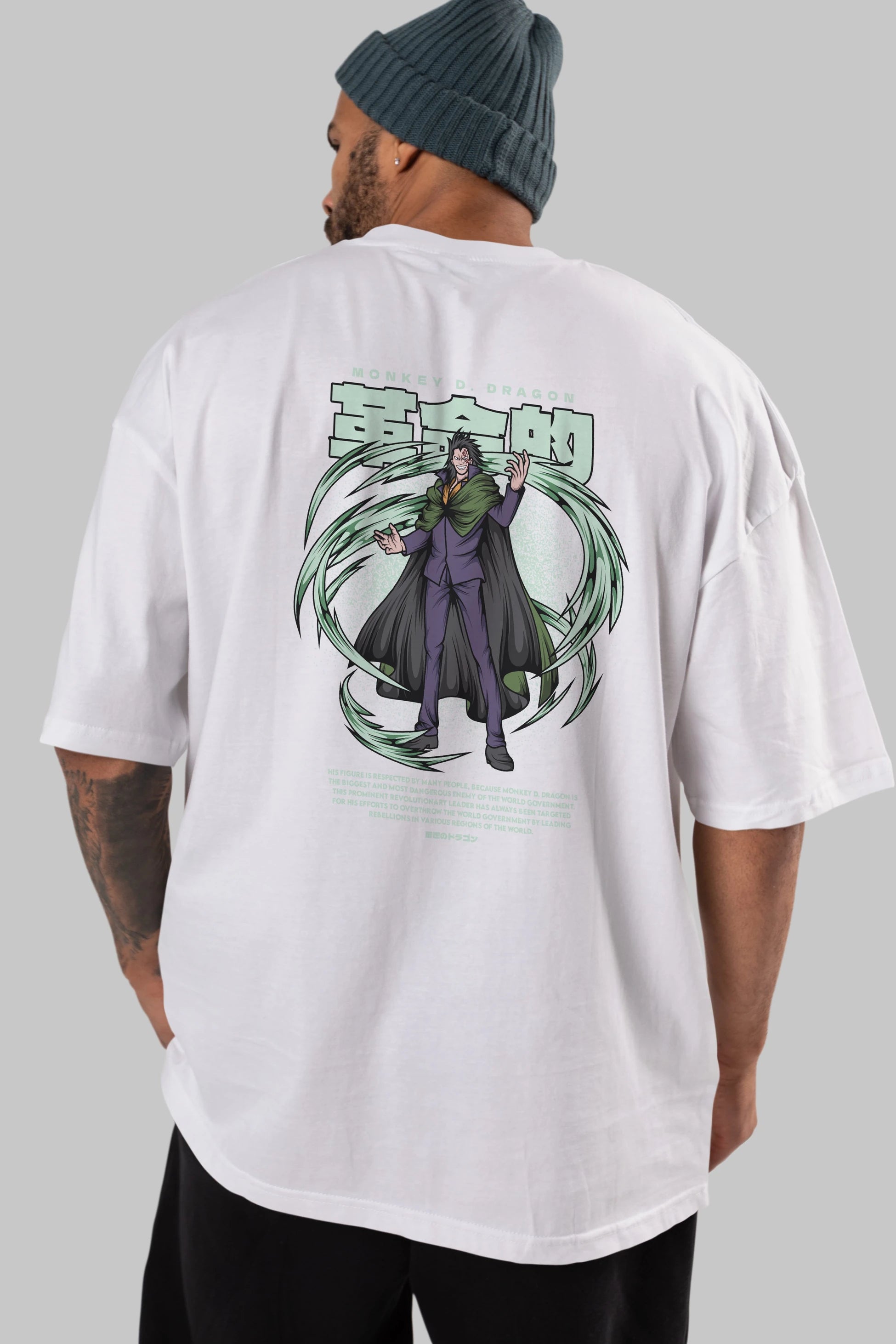 Monkey D. Dragon Anime Arka Baskılı Oversize t-shirt Erkek Kadın Unisex