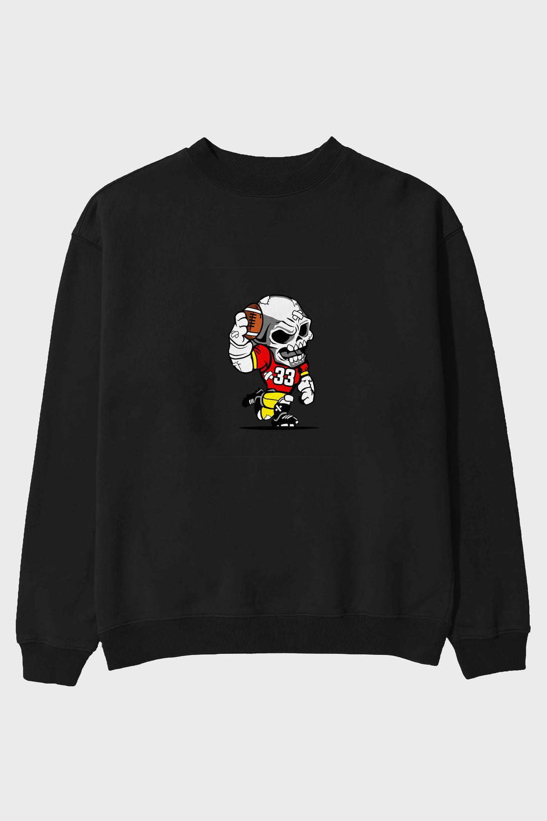 Skull Football Player Ön Baskılı Oversize Sweatshirt Erkek Kadın Unisex