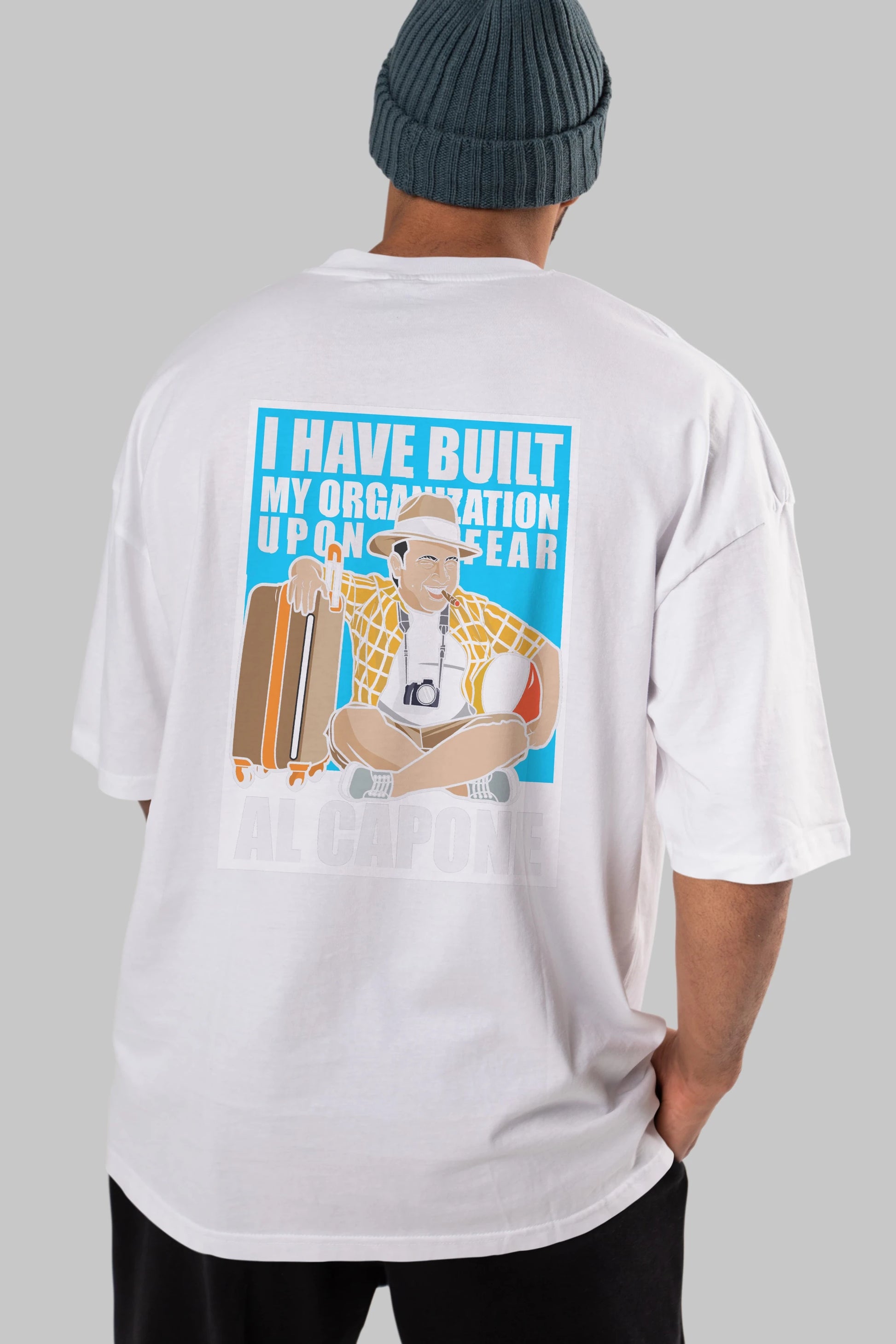 Al Capone Holiday Arka Baskılı Oversize t-shirt Erkek Kadın Unisex %100 Pamuk tişort