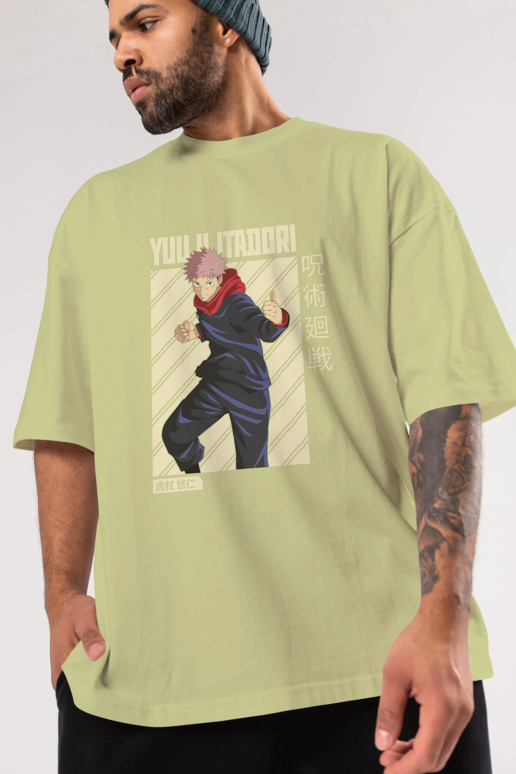 Yuuji Itadori 1 Anime Ön Baskılı Oversize t-shirt %100 pamuk Erkek Kadın Unisex