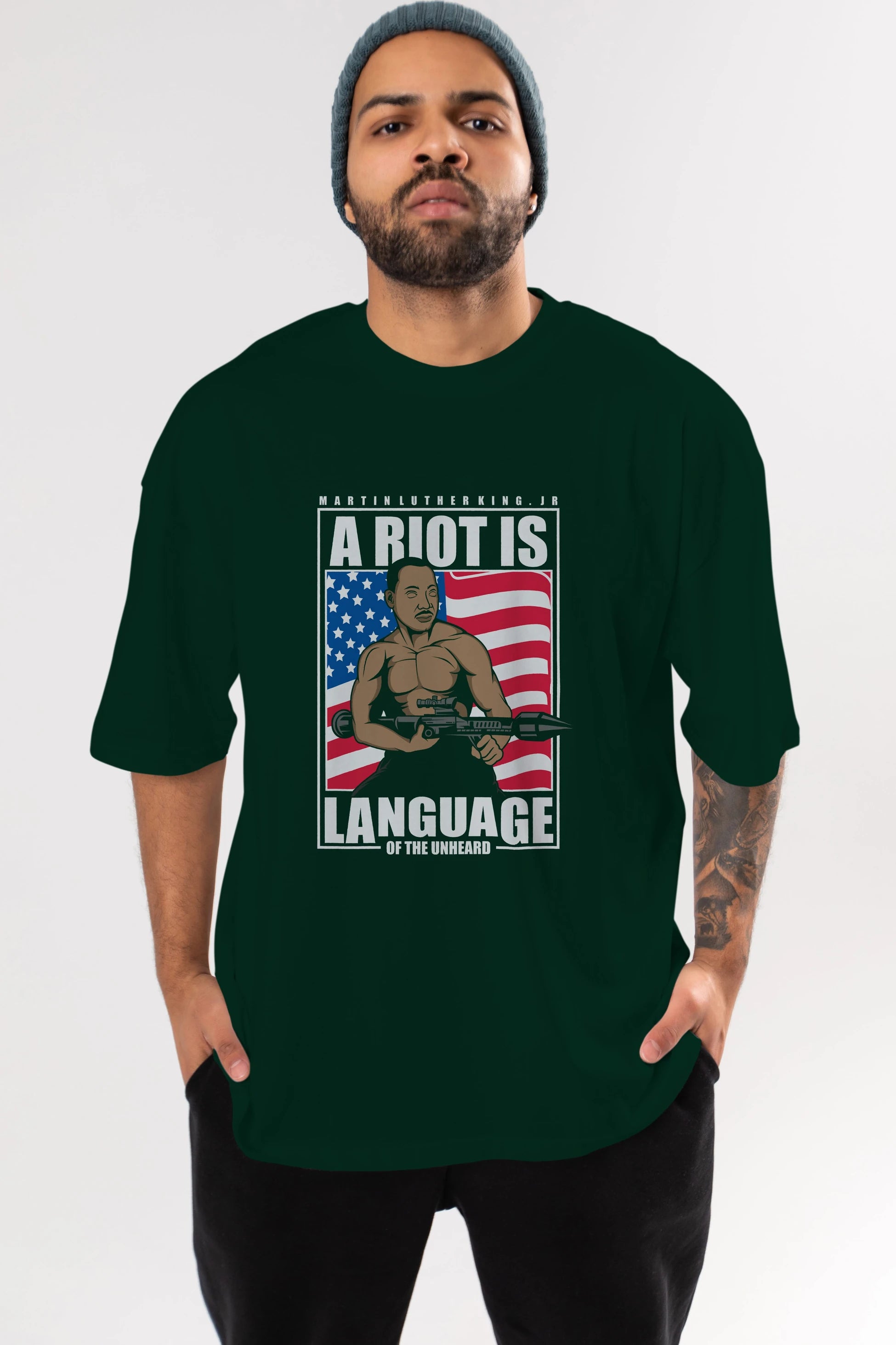 Luther King Jr Rambo Ön Baskılı Oversize t-shirt Erkek Kadın Unisex %100 Pamuk tişort