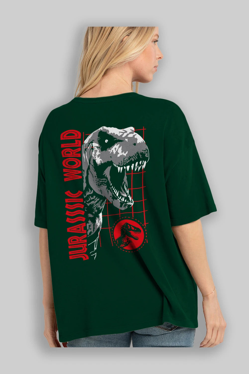 Jurassic Park (2) Arka Baskılı Oversize t-shirt Erkek Kadın Unisex %100 Pamuk Bisiklet Yaka tişort