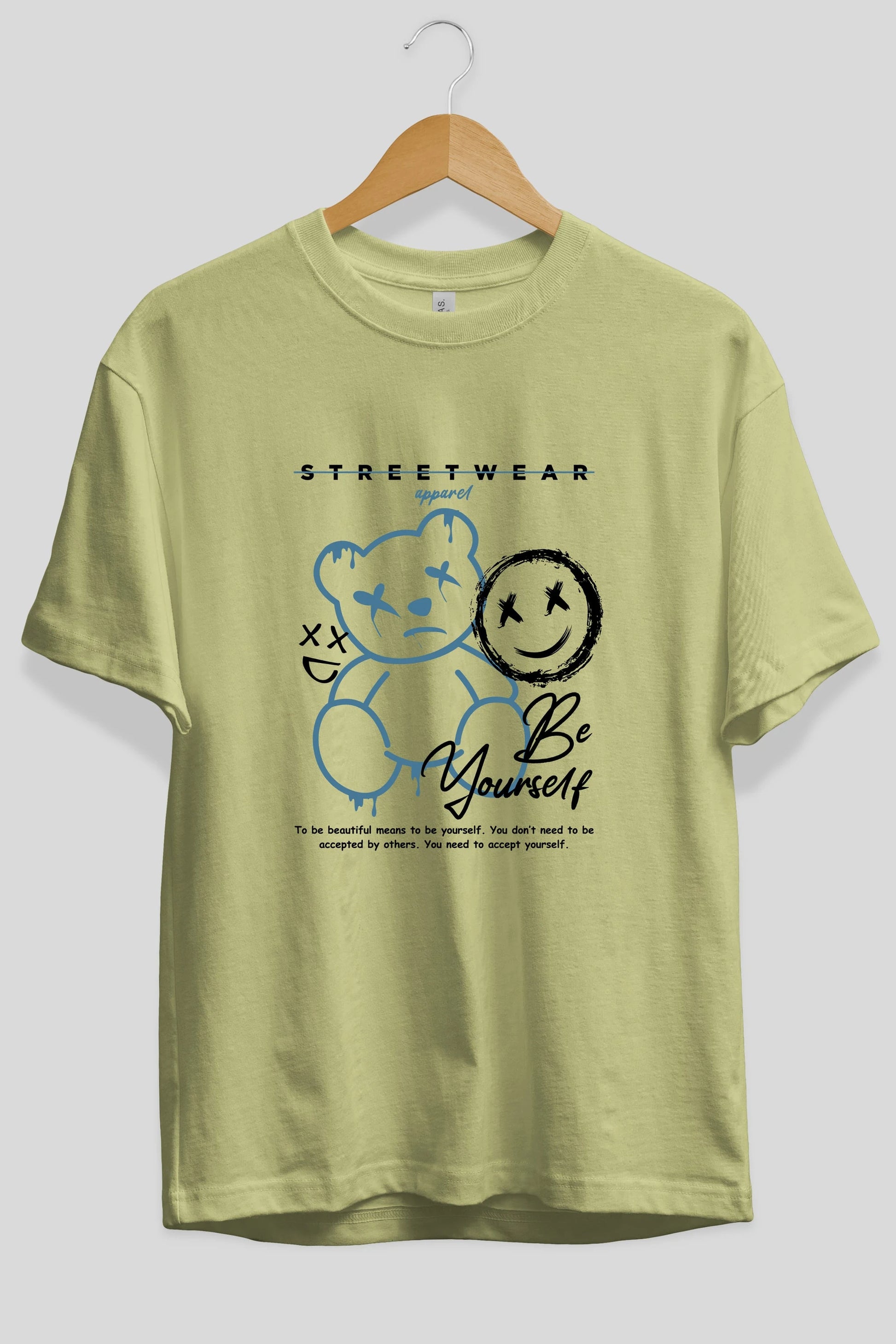 Be Yourself Bear Ön Baskılı Oversize t-shirt Erkek Kadın Unisex