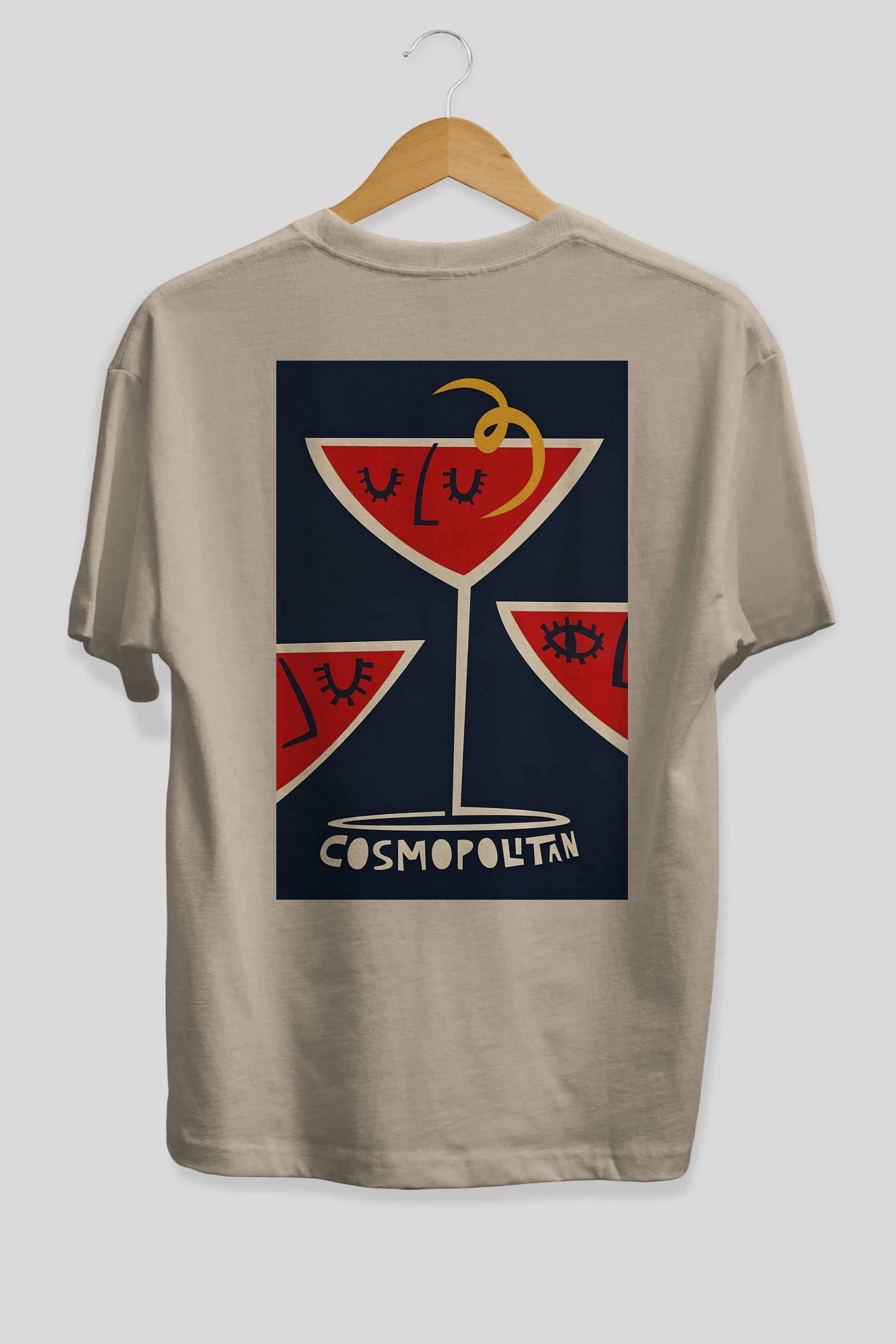 Cosmopolitan 4 Arka Baskılı Oversize t-shirt Erkek Kadın Unisex %100 Pamuk Bisiklet Yaka tişort