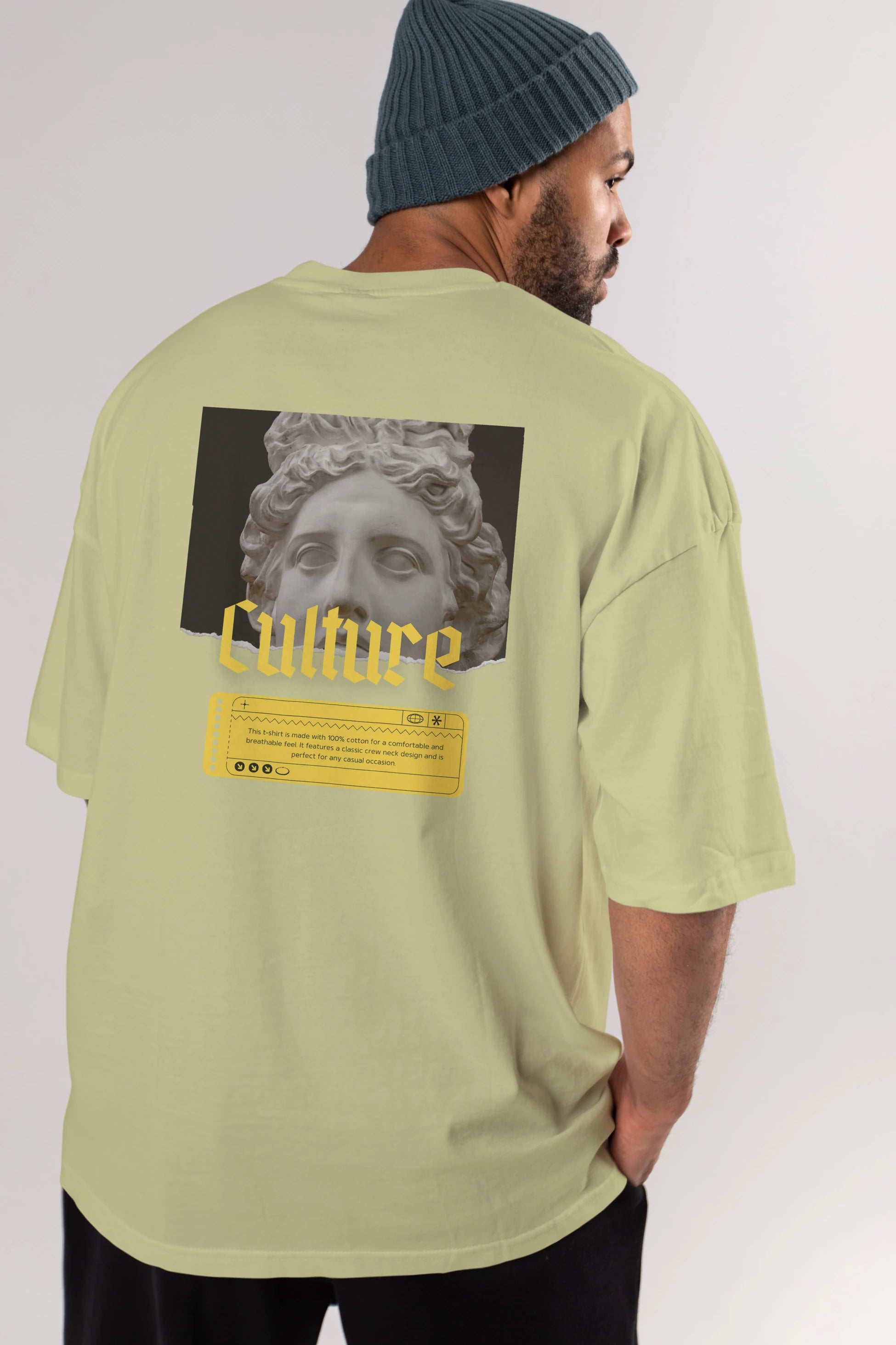 Culture Yazılı Arka Baskılı Oversize t-shirt Erkek Kadın Unisex