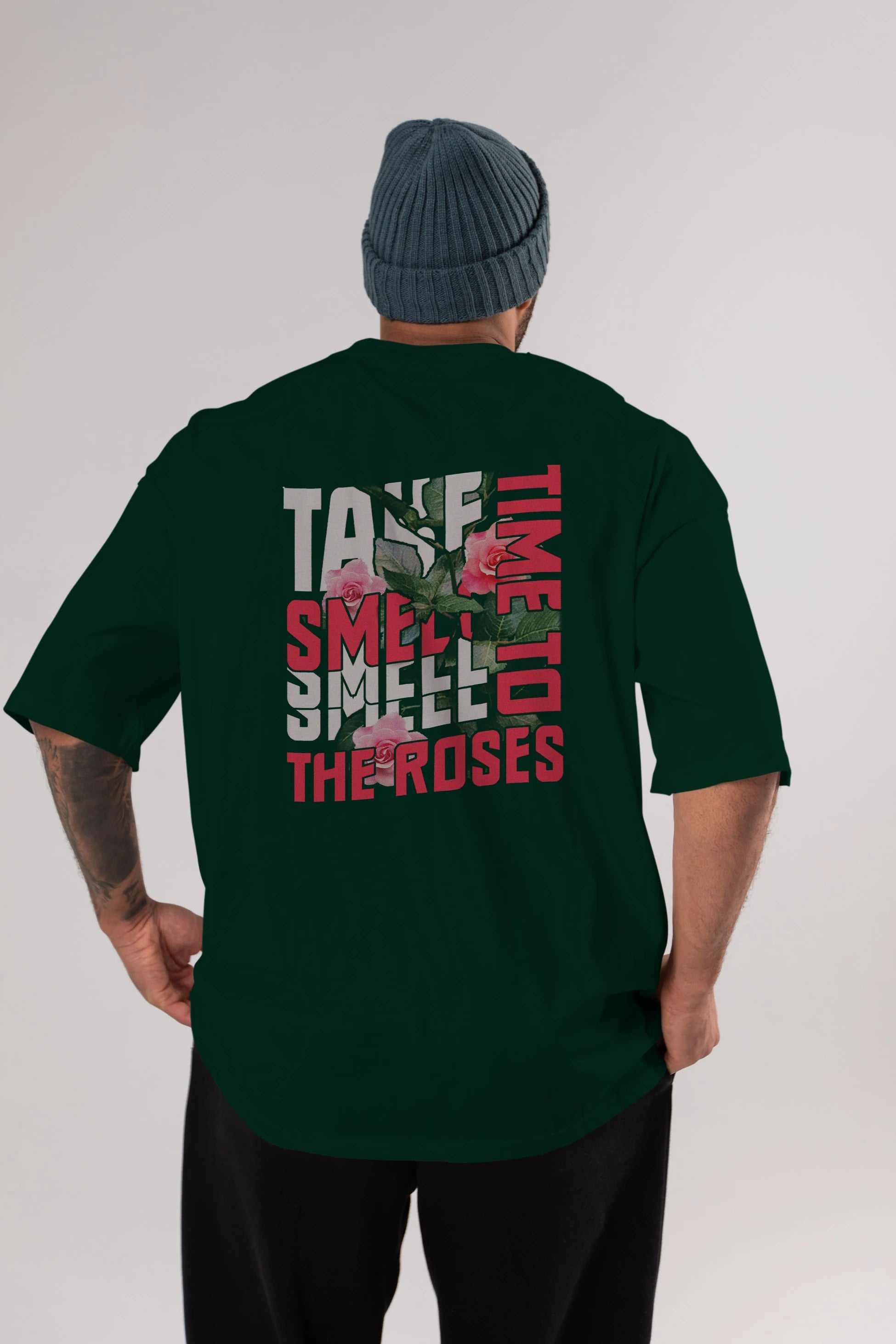 Take time to smell the roses Arka Baskılı Oversize t-shirt Erkek Kadın Unisex