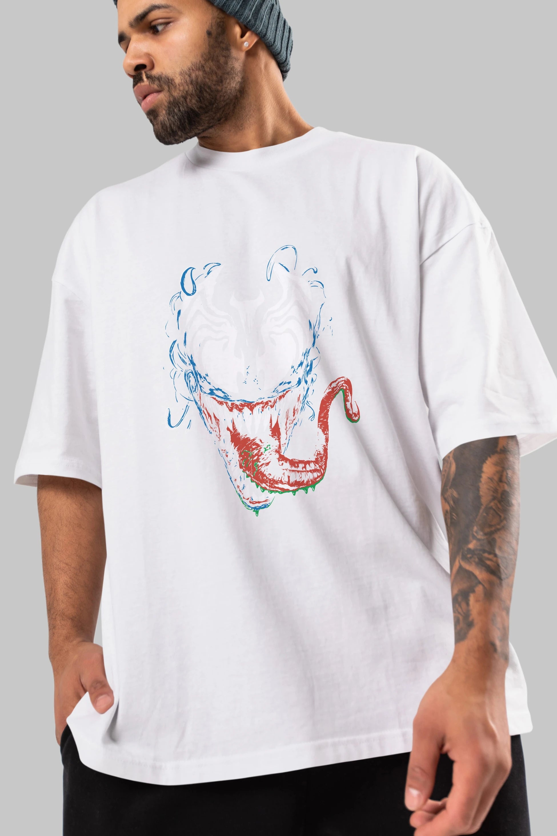 Venom (2) Ön Baskılı Oversize t-shirt Erkek Kadın Unisex %100 Pamuk Bisiklet Yaka tişort