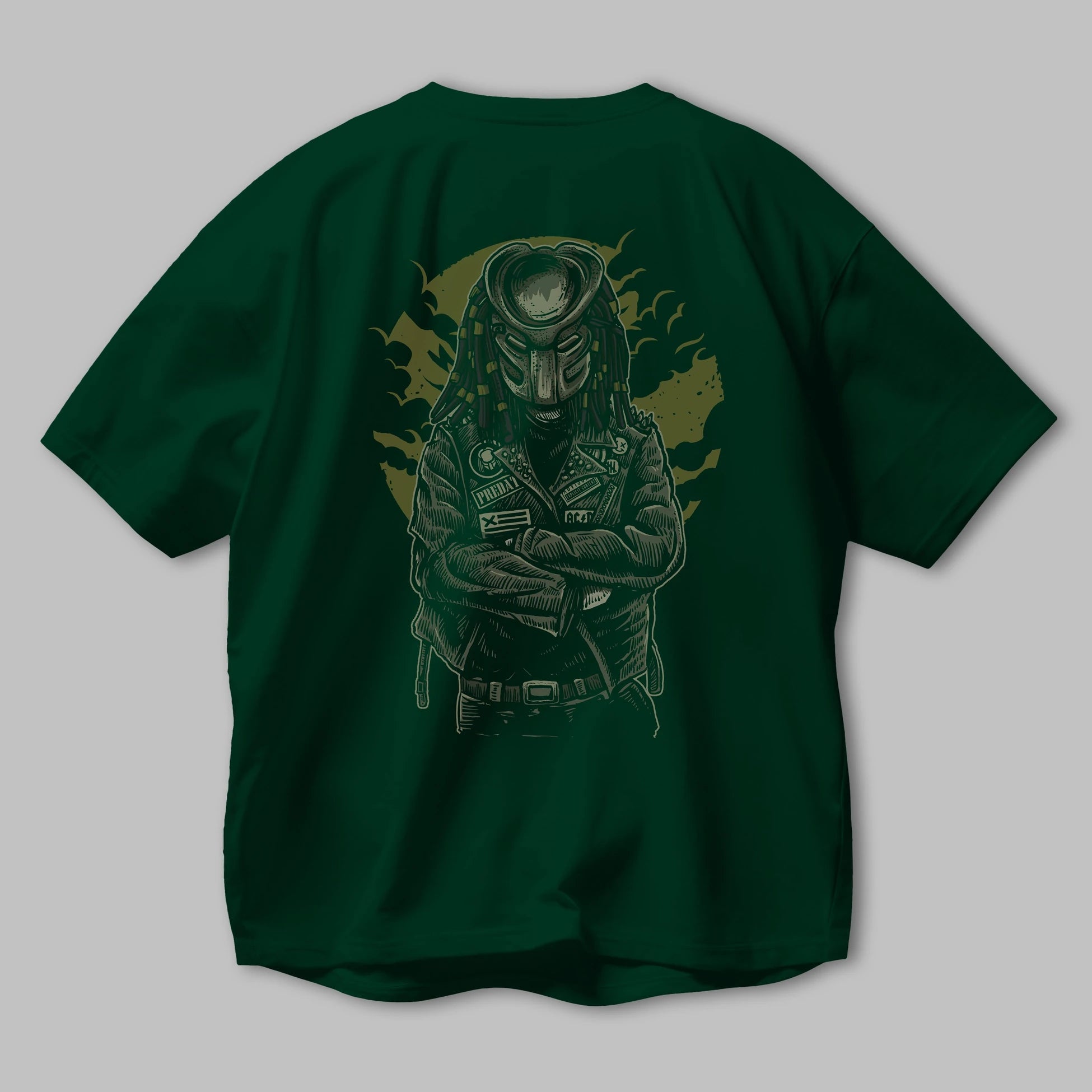 Predator Arka Baskılı Oversize t-shirt Erkek Kadın Unisex %100 Pamuk