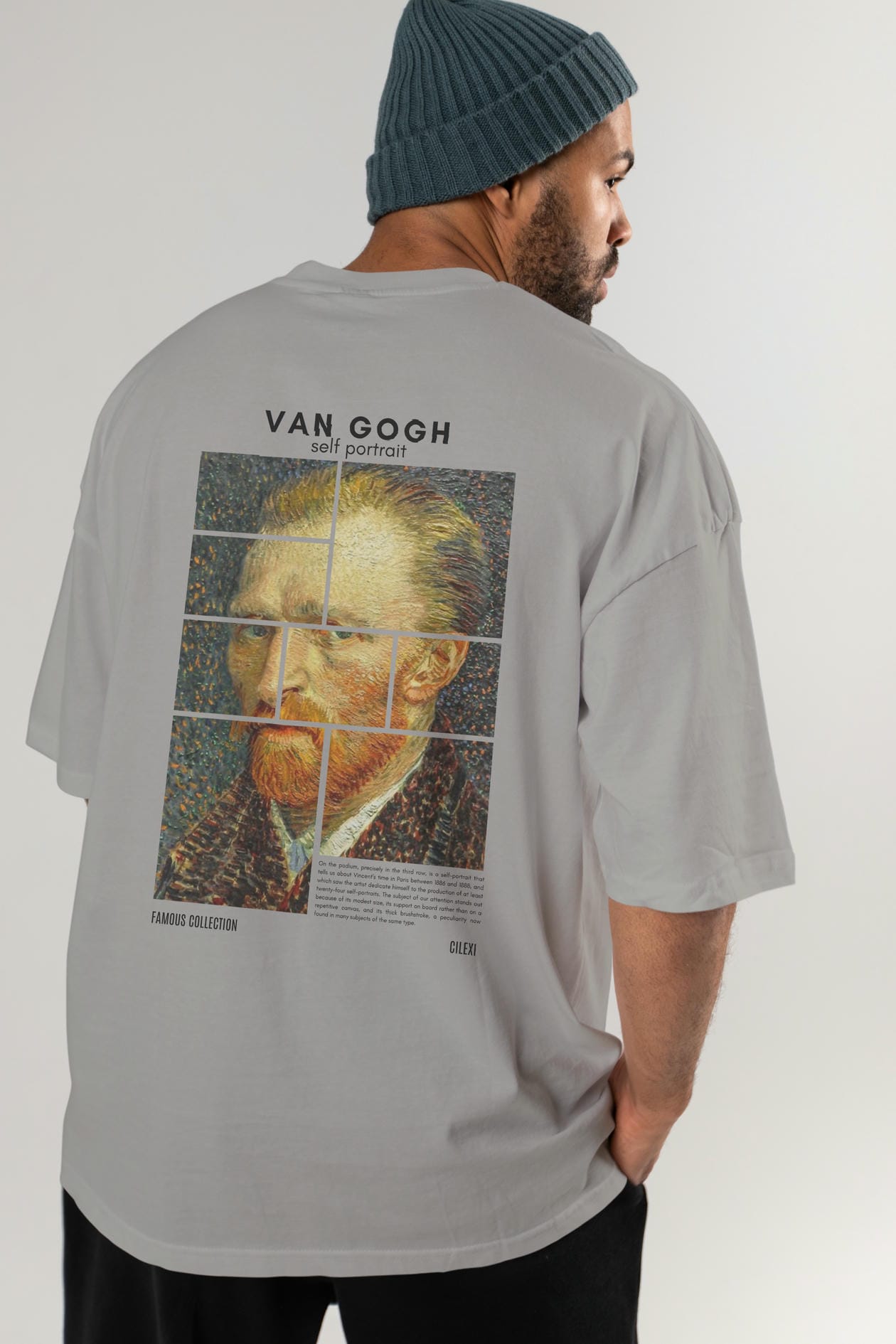 Van Gogh Self Portrait Arka Baskılı Oversize t-shirt Erkek Kadın Bisiklet Yaka Pamuk tişort