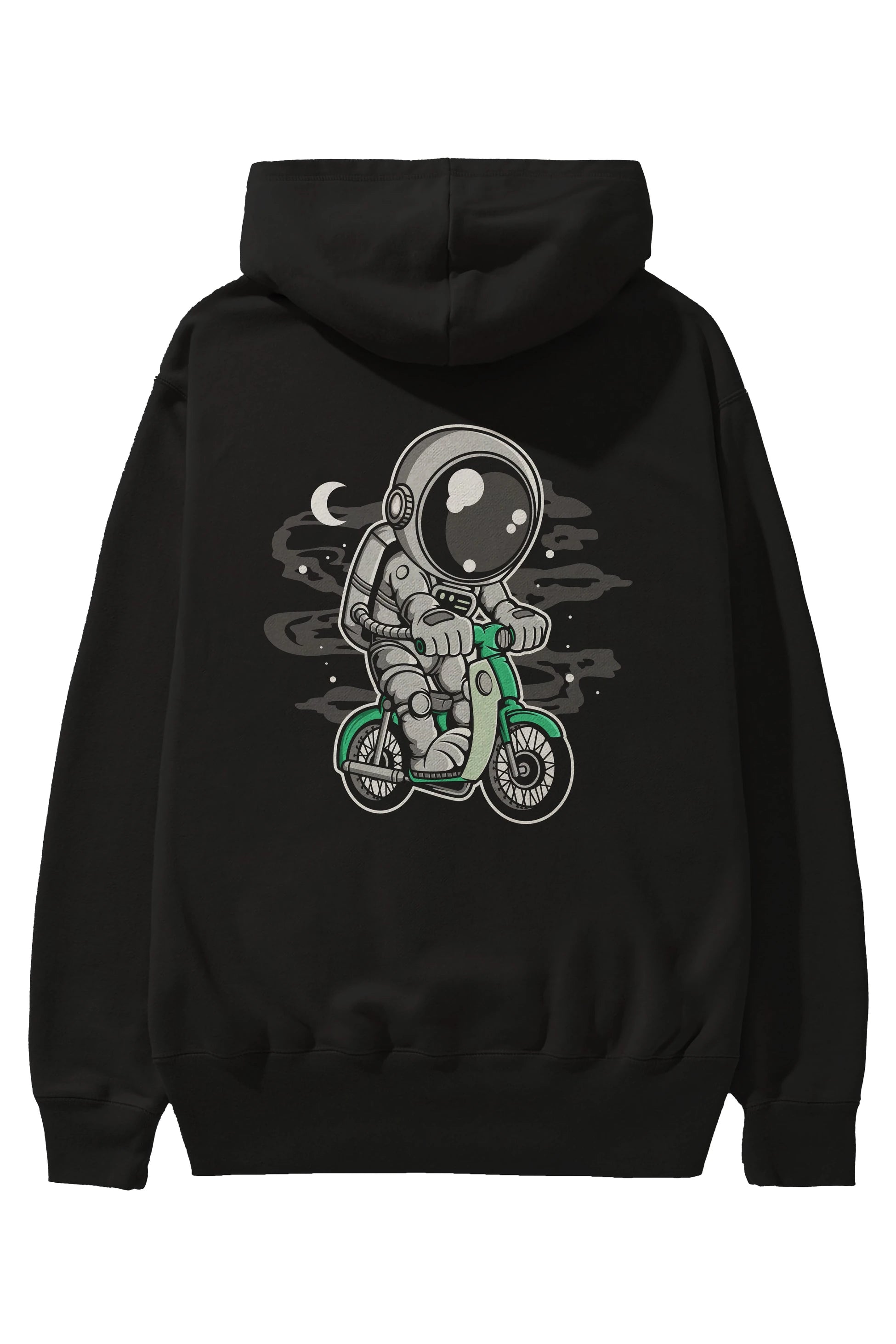 Astronaut Classic Motorbike Arka Baskılı Hoodie Oversize Kapüşonlu Sweatshirt Erkek Kadın Unisex