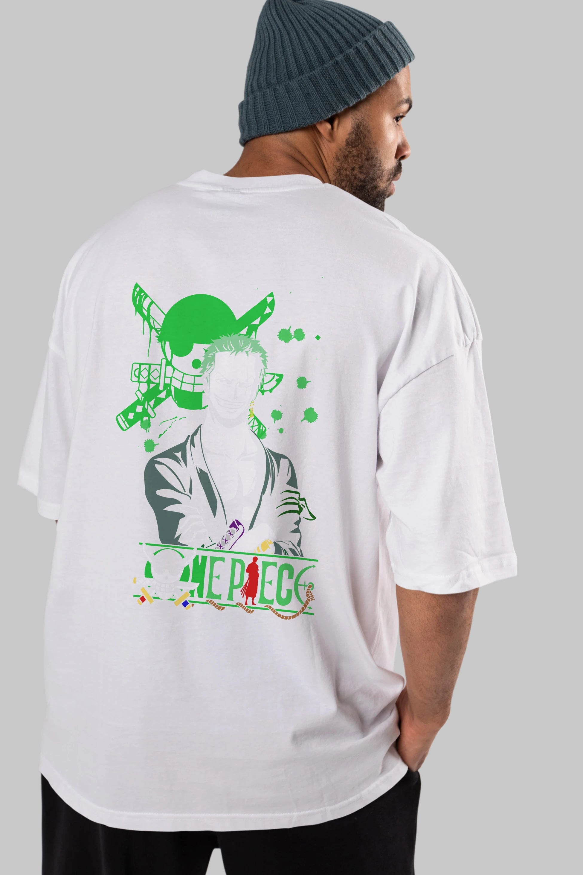 Roronoa Zoro 2 Anime Arka Baskılı Oversize t-shirt Erkek Kadın Unisex %100 pamuk tişort