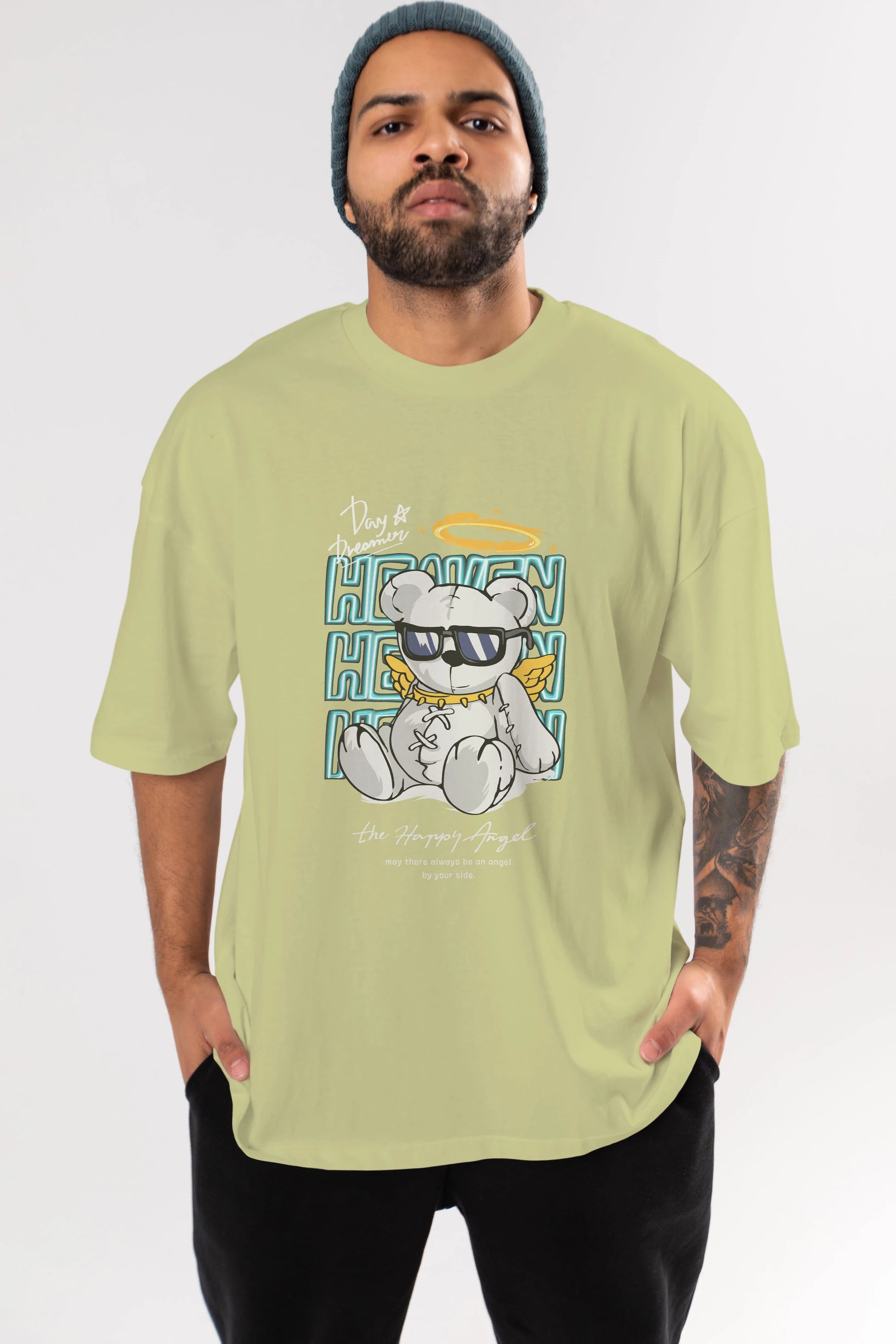 Heaven Bear Ön Baskılı Oversize t-shirt Erkek Kadın Unisex
