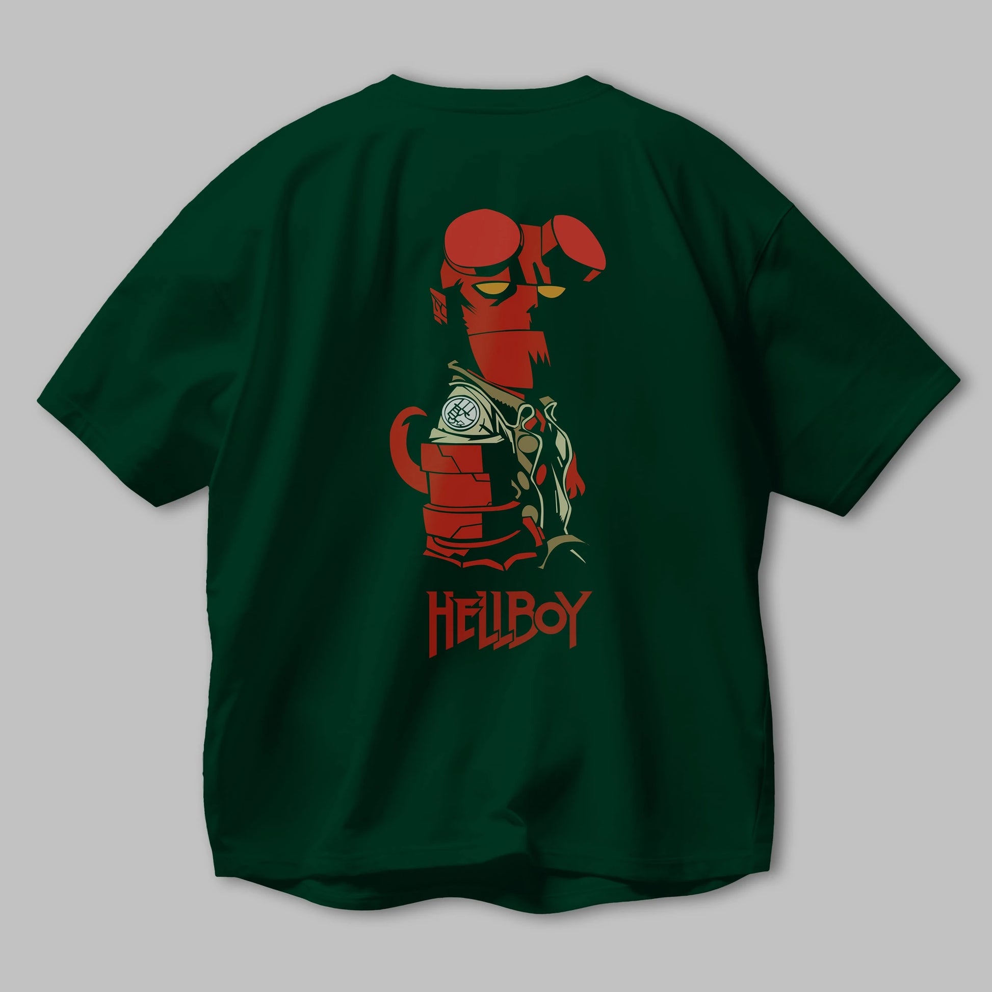 Hellboy (1) Arka Baskılı Oversize t-shirt Erkek Kadın Unisex %100 Pamuk Bisiklet Yaka tişort