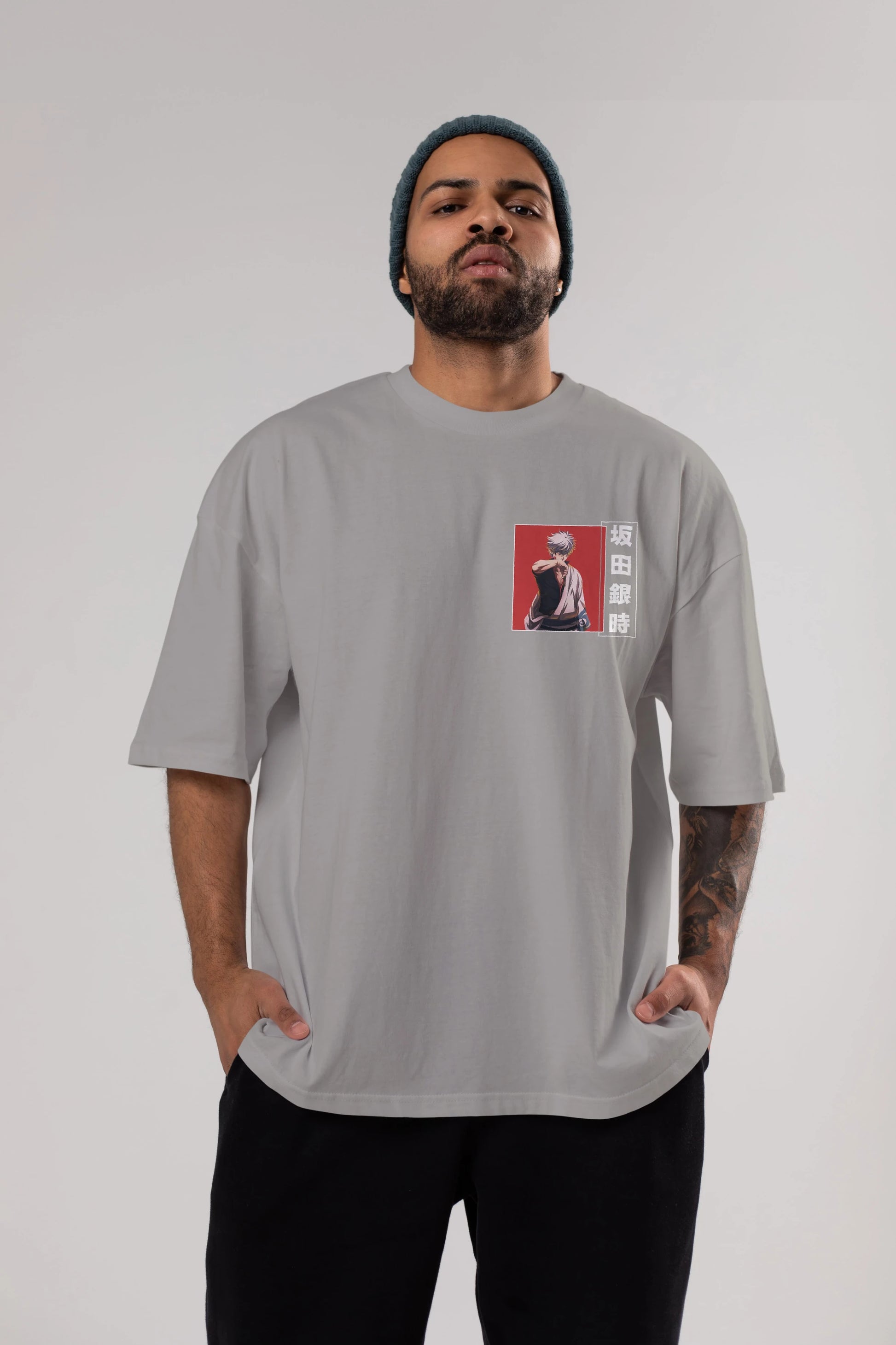 Gintoki Sakata GINTAMA 1 Ön Sol Baskılı Oversize t-shirt Erkek Kadın Unisex %100 Pamuk Bisiklet Yaka tişort