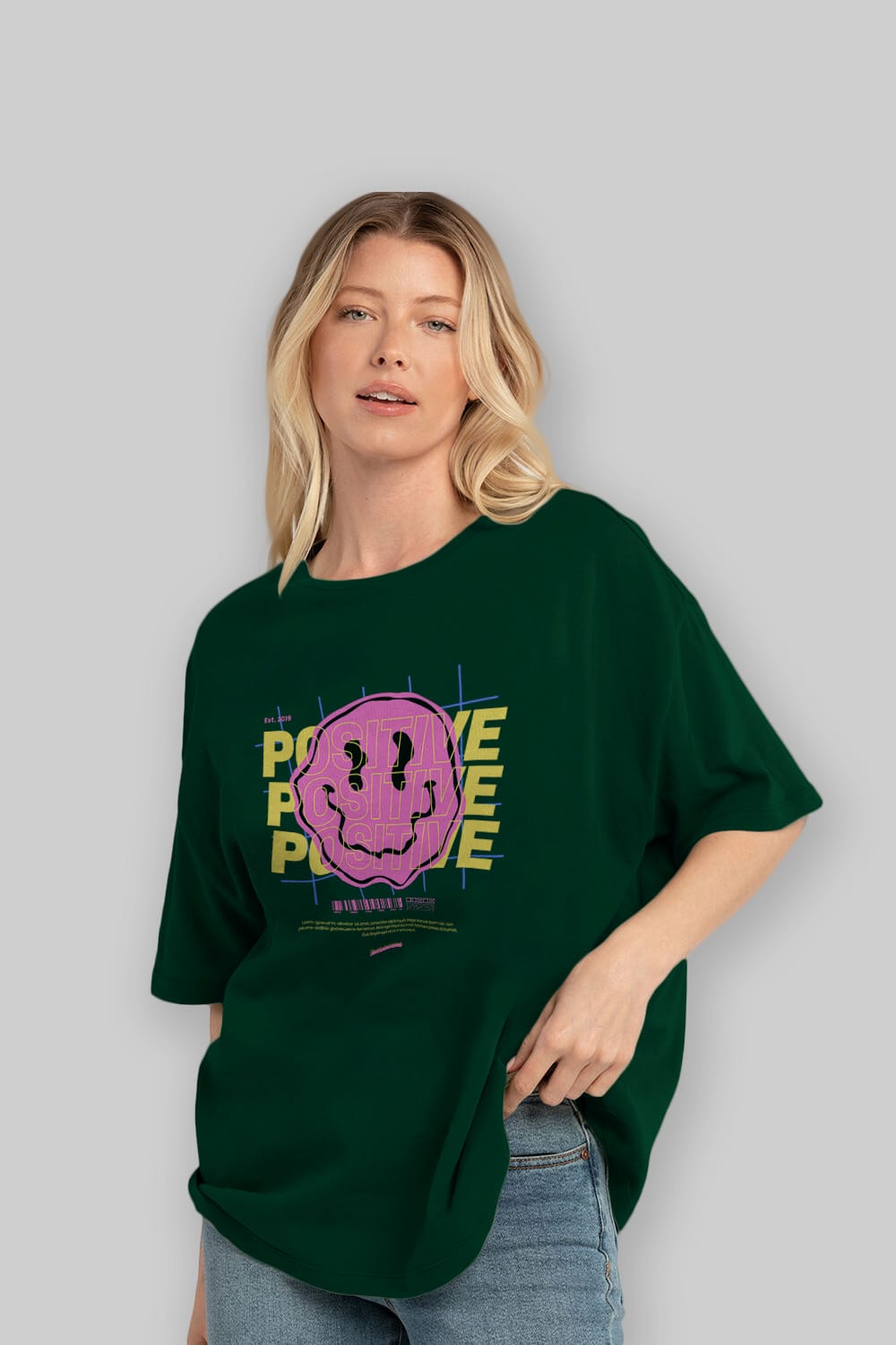 Positive 2 Ön Baskılı Oversize t-shirt Erkek Kadın Unisex