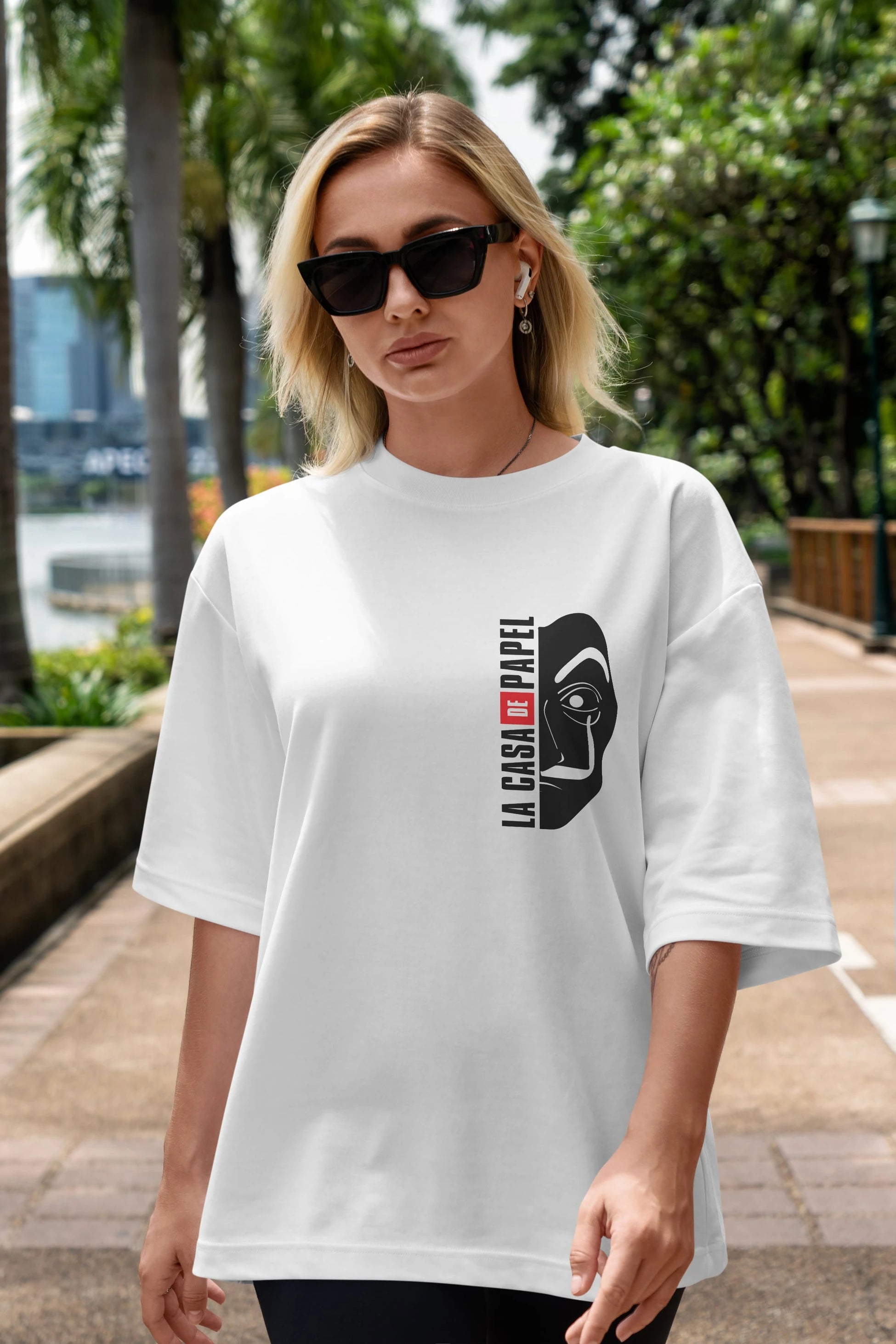 La Casa De Papel (3) Ön Sol Baskılı Oversize t-shirt Erkek Kadın Unisex %100 Pamuk Bisiklet Yaka tişort