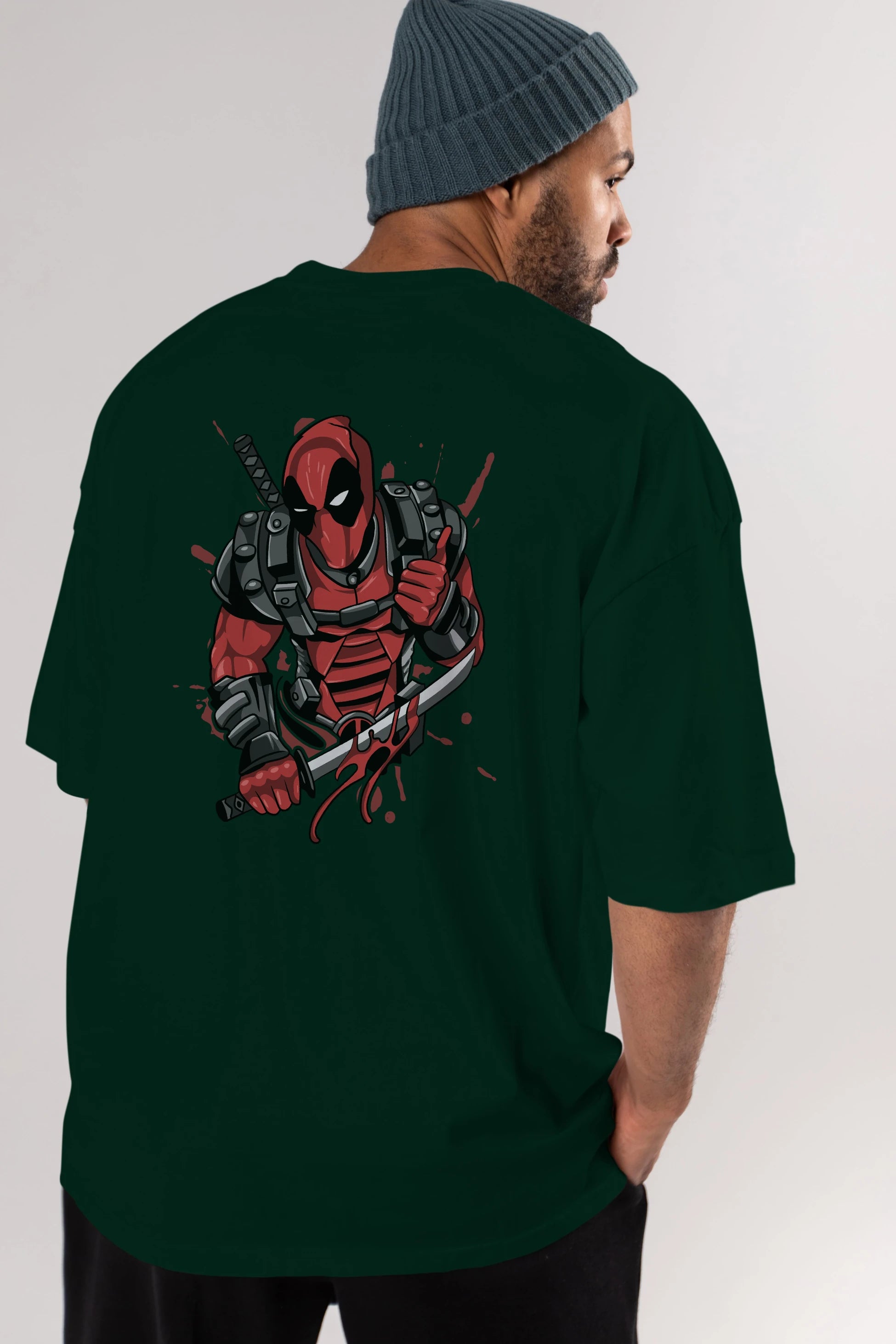 Deadpool (12) Arka Baskılı Oversize t-shirt Erkek Kadın Unisex %100 Pamuk Bisiklet Yaka tişort