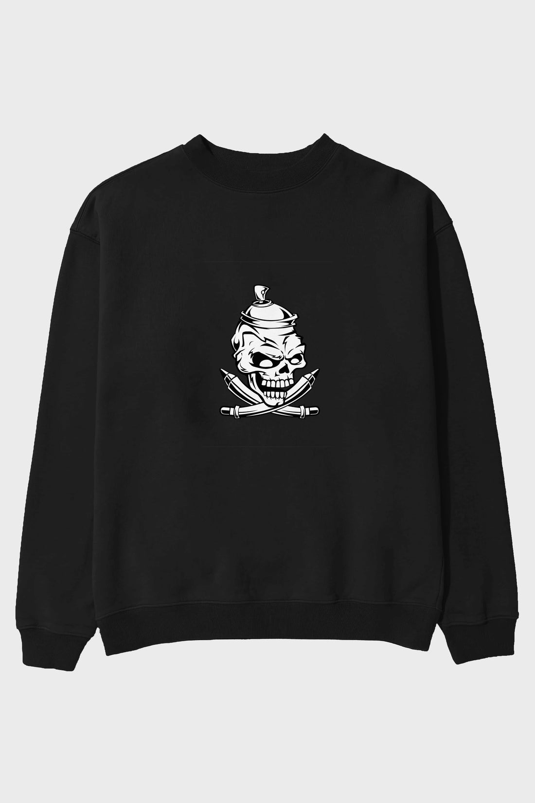 Skull Grafity Ön Baskılı Oversize Sweatshirt Erkek Kadın Unisex