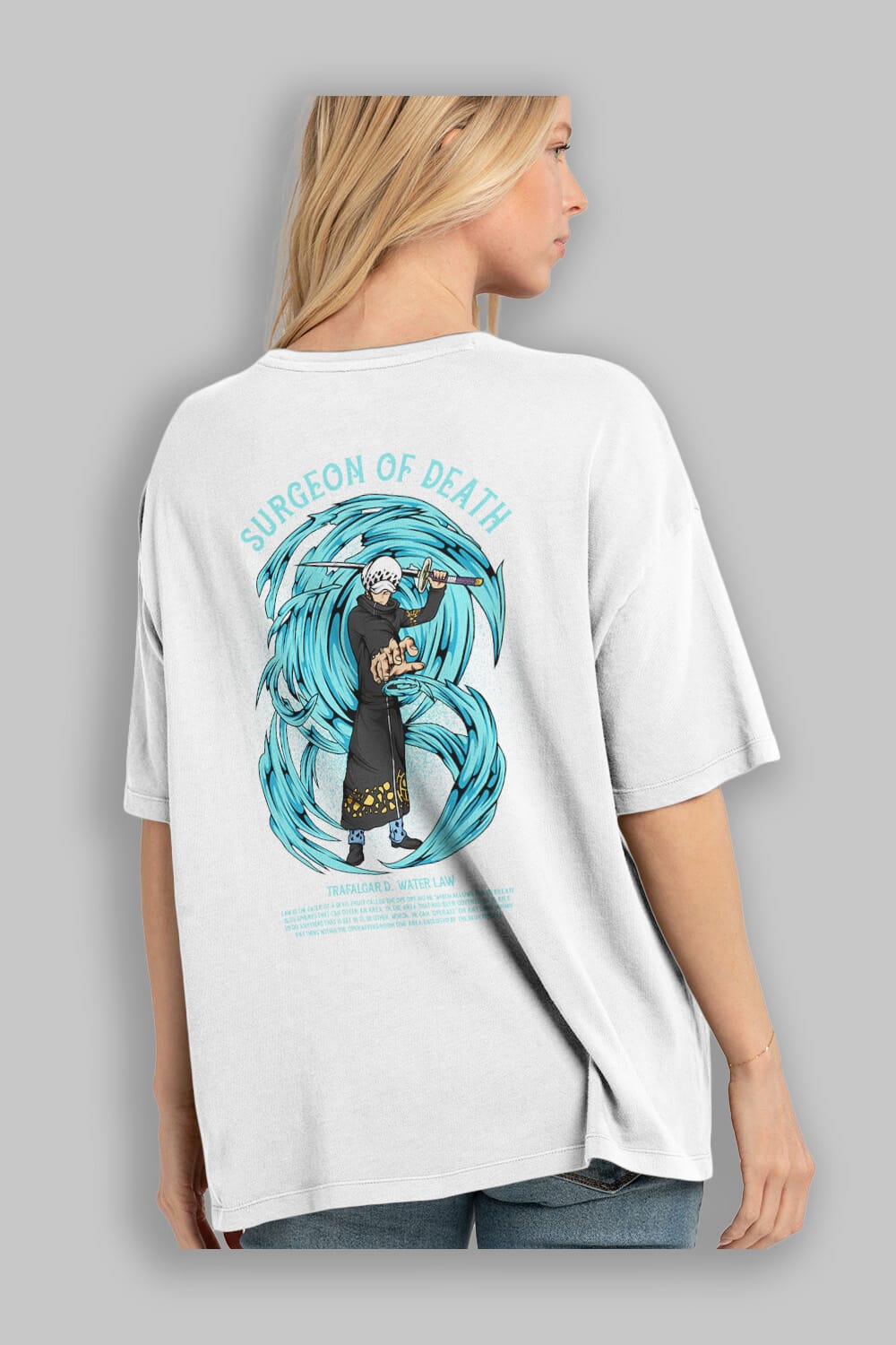 Trafalgad D. Water Law Anime Arka Baskılı Oversize t-shirt Erkek Kadın Unisex