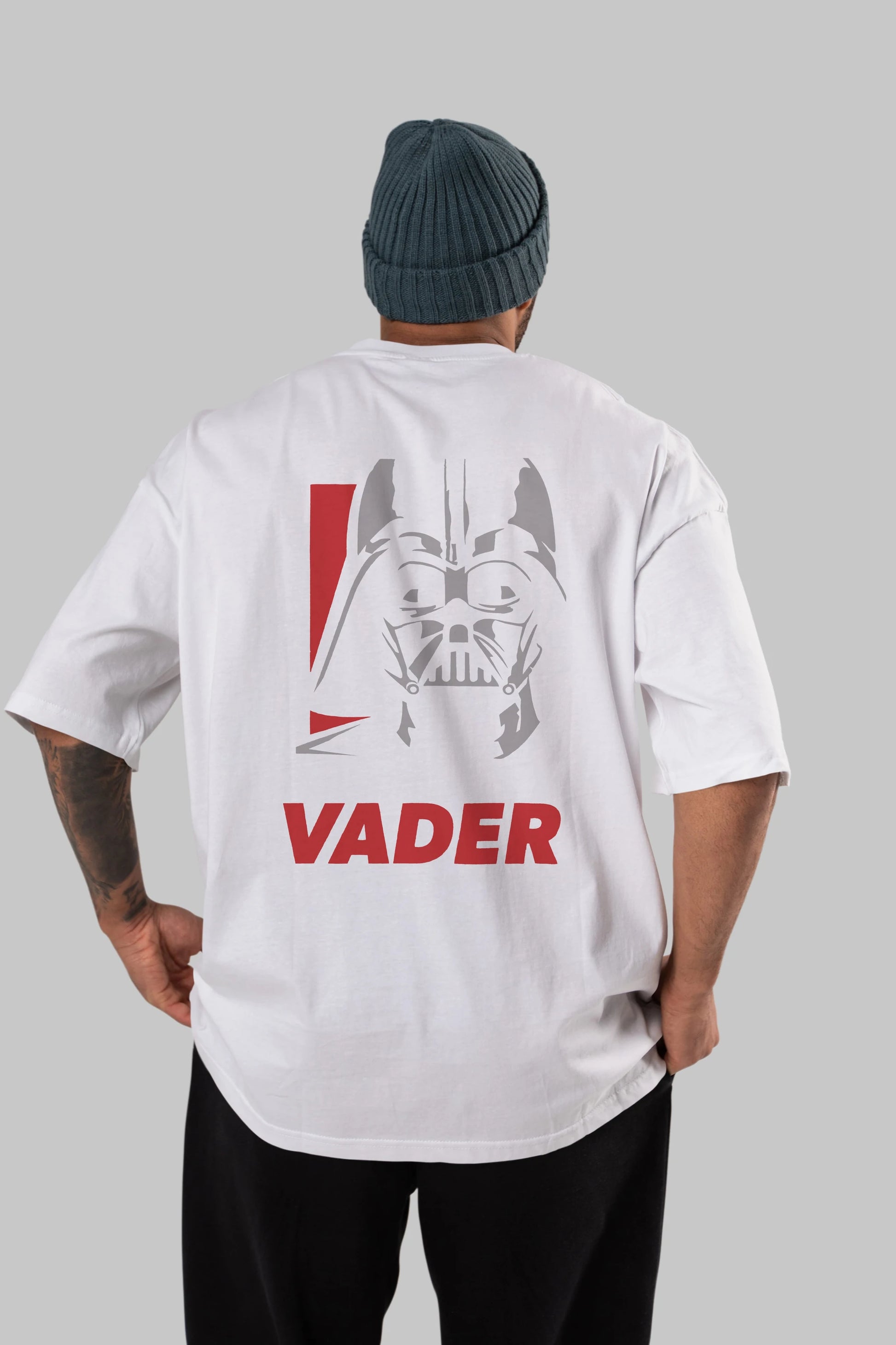 Darth Vader Arka Baskılı Oversize t-shirt Erkek Kadın Unisex %100 Pamuk Bisiklet Yaka tişort