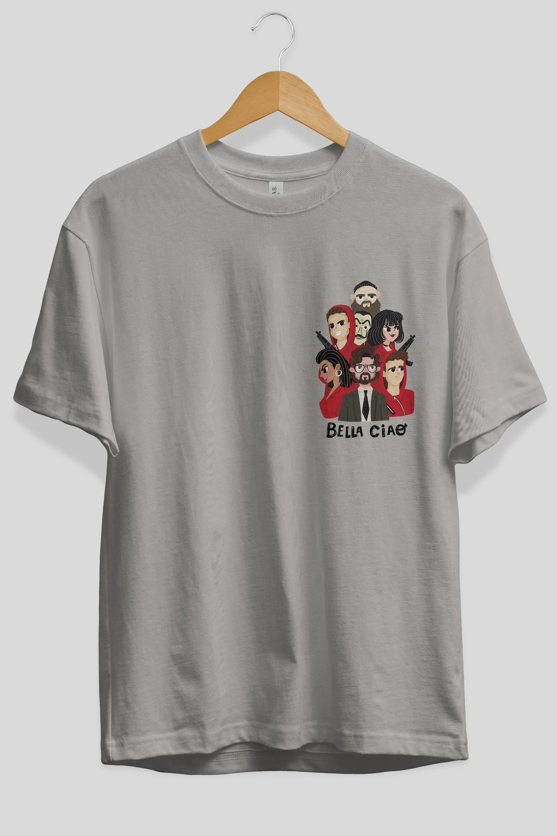 La Casa De Papel (13) Ön Sol Baskılı Oversize t-shirt Erkek Kadın Unisex %100 Pamuk Bisiklet Yaka tişort