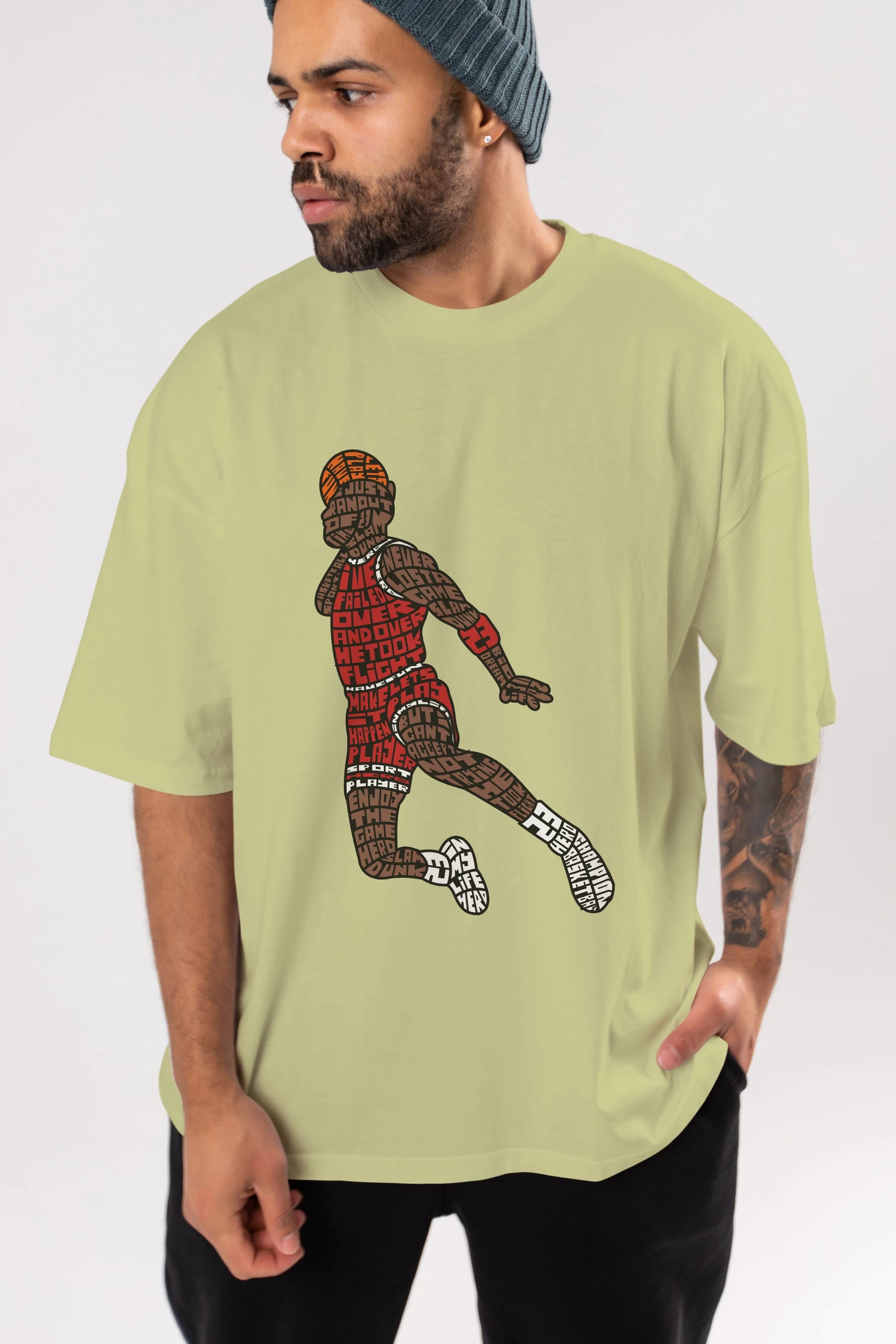 Slamdunk Ön Baskılı Oversize t-shirt %100 pamuk Erkek Kadın Unisex