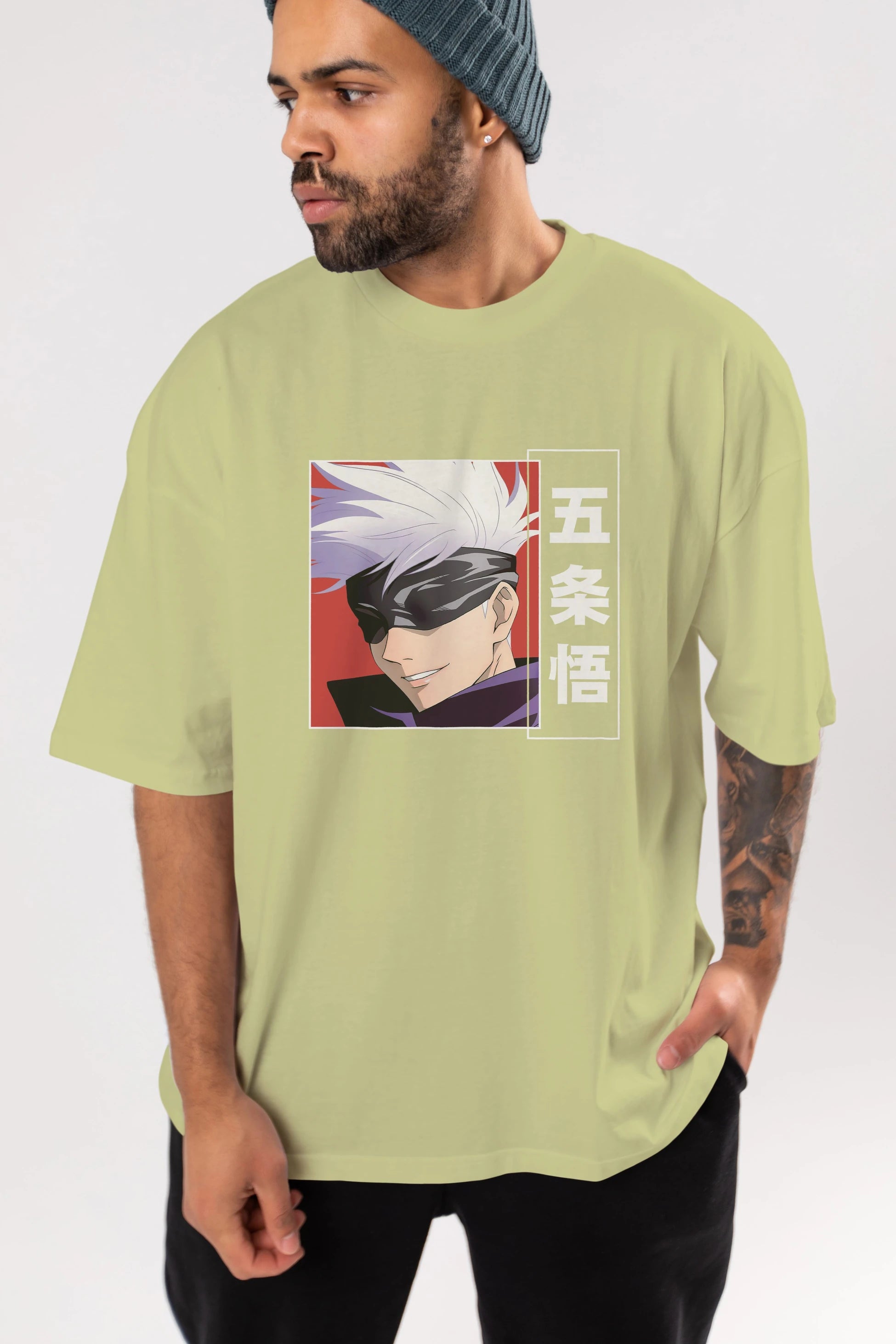SATORU GOJO Anime Ön Baskılı Oversize t-shirt %100 pamuk Erkek Kadın Unisex