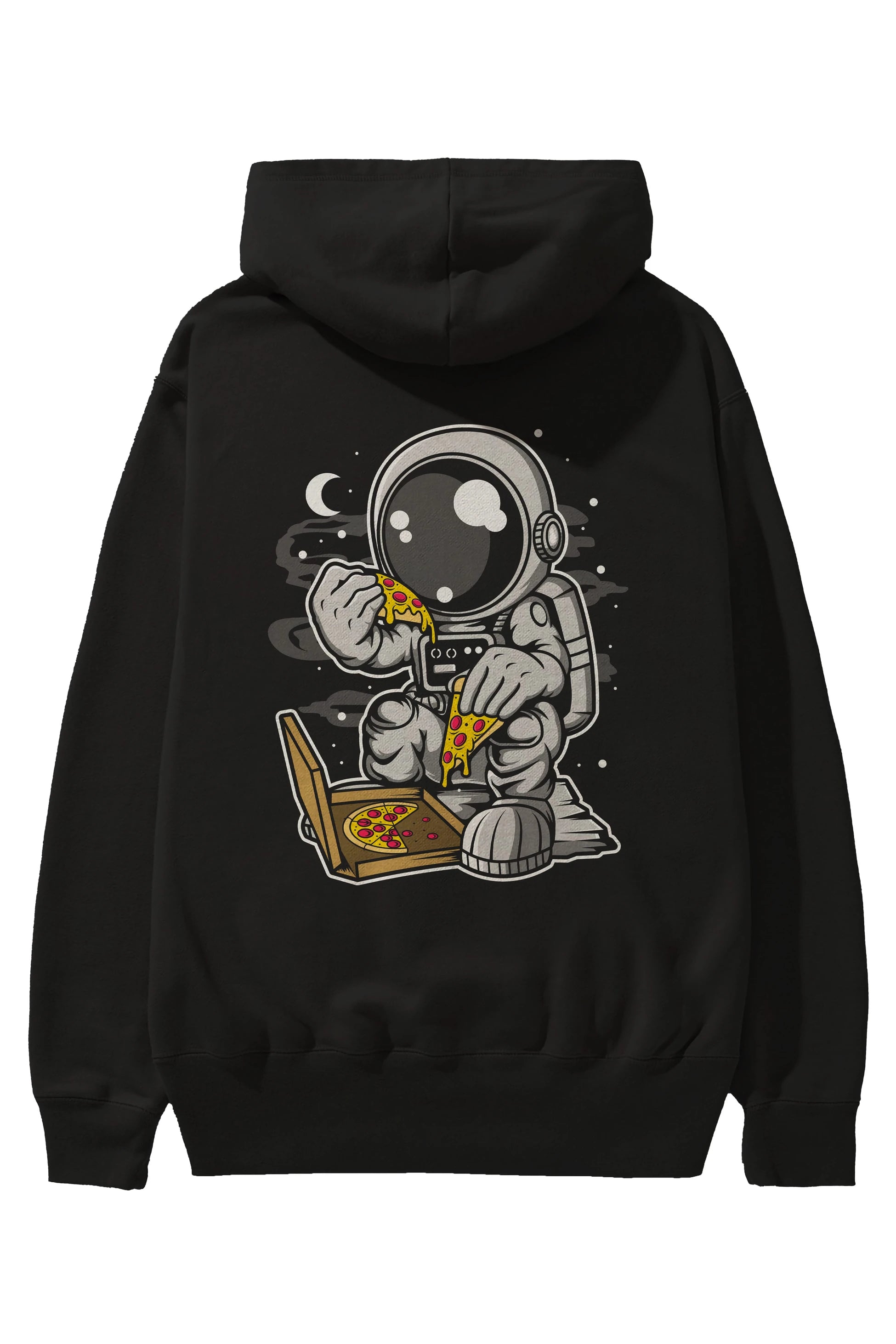 Astronaut Pizza Arka Baskılı Hoodie Oversize Kapüşonlu Sweatshirt Erkek Kadın Unisex