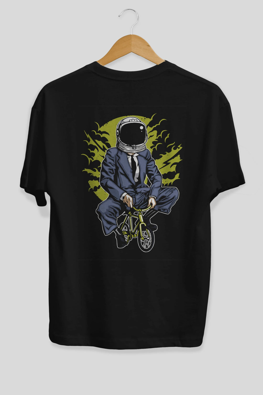 Bike To The Moon Arka Baskılı Oversize t-shirt Erkek Kadın Unisex %100 Pamuk