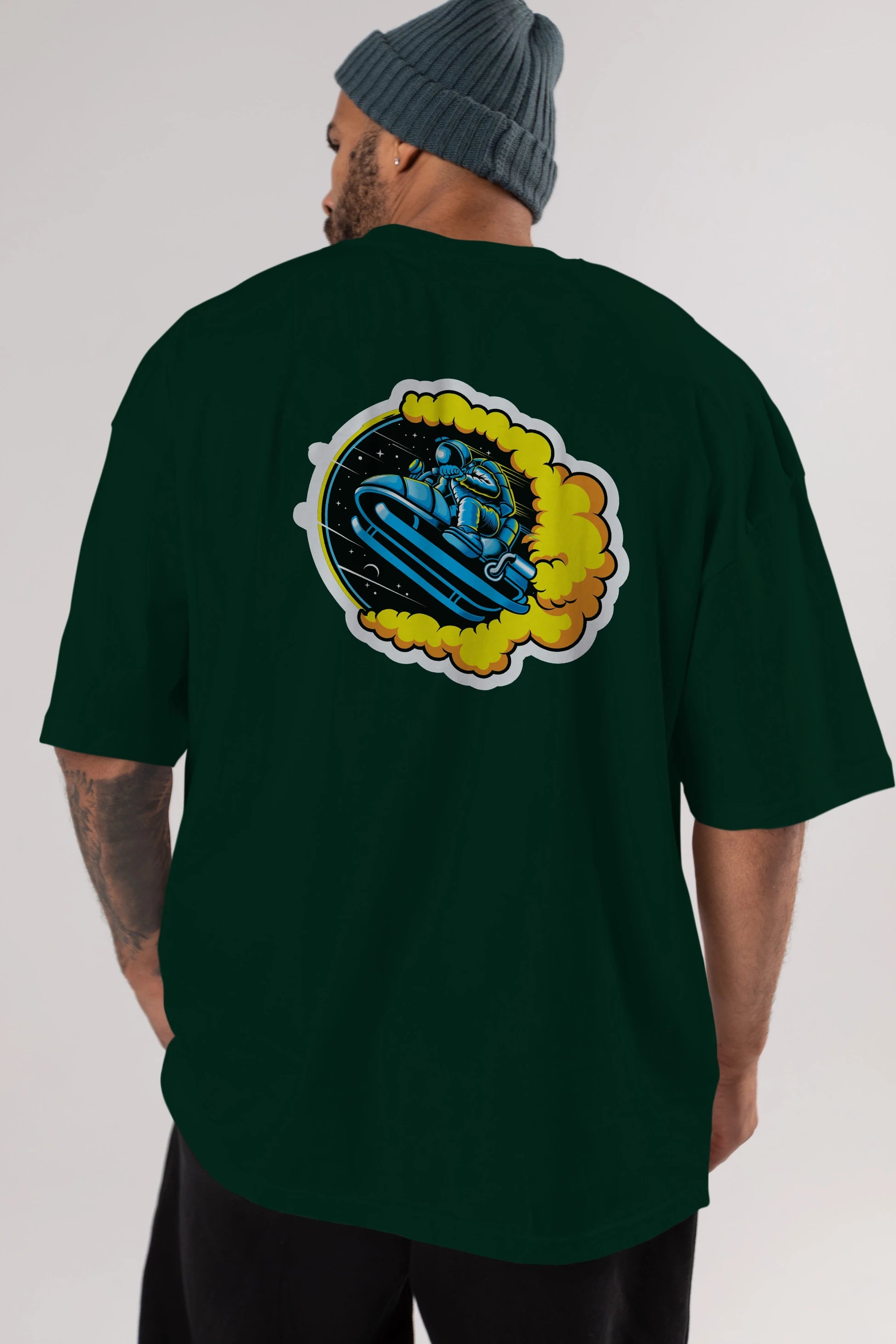 Astrojump with Snowmobile Sticker Arka Baskılı Oversize t-shirt Erkek Kadın Unisex
