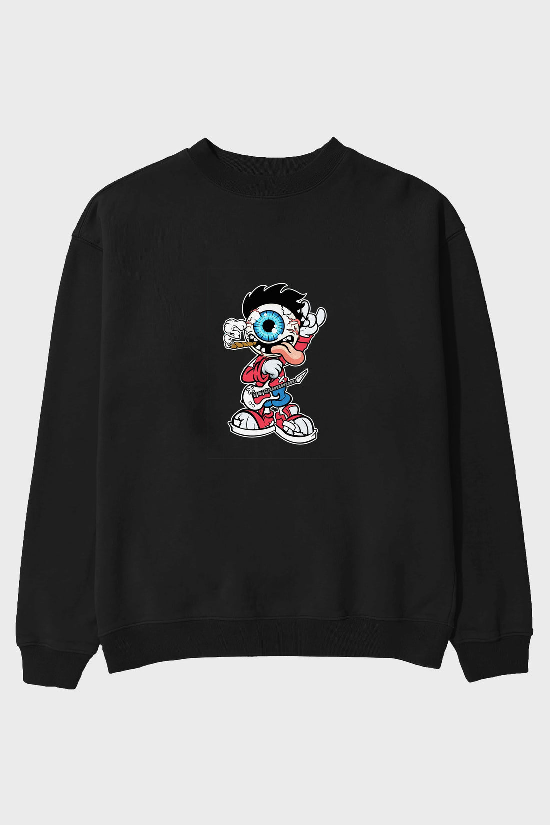 Eyeball Rockstar Ön Baskılı Oversize Sweatshirt Erkek Kadın Unisex