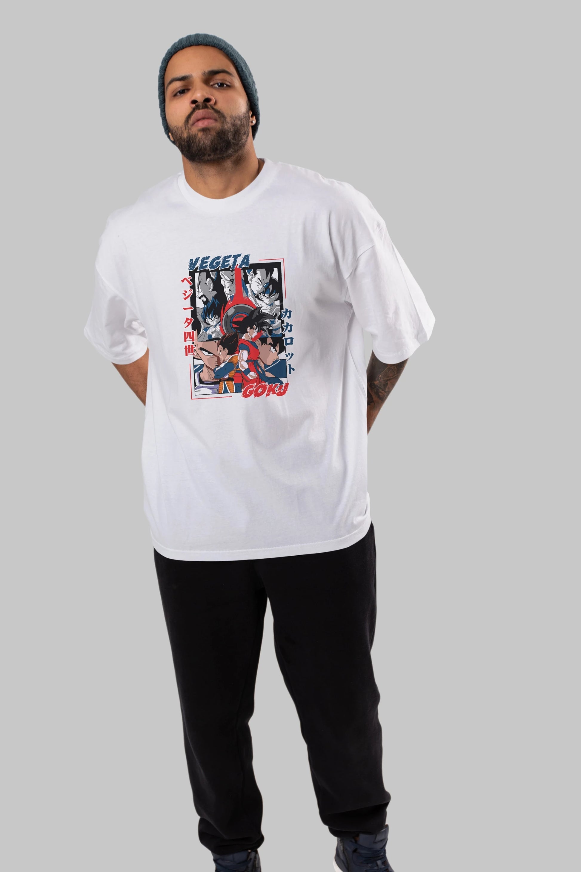 VEGETA VS GOKU Anime Ön Baskılı Oversize t-shirt %100 pamuk Erkek Kadın Unisex