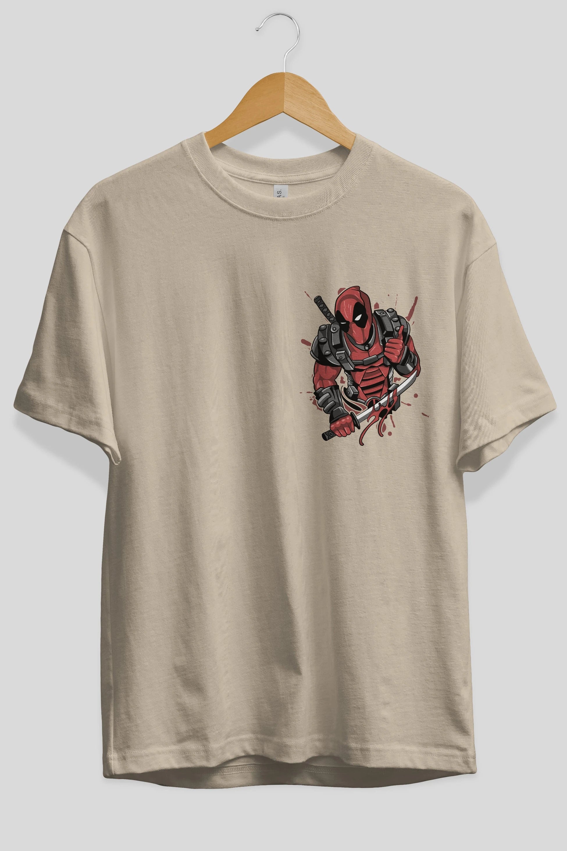 Deadpool (12) Ön Sol Baskılı Oversize t-shirt Erkek Kadın Unisex %100 Pamuk Bisiklet Yaka tişort