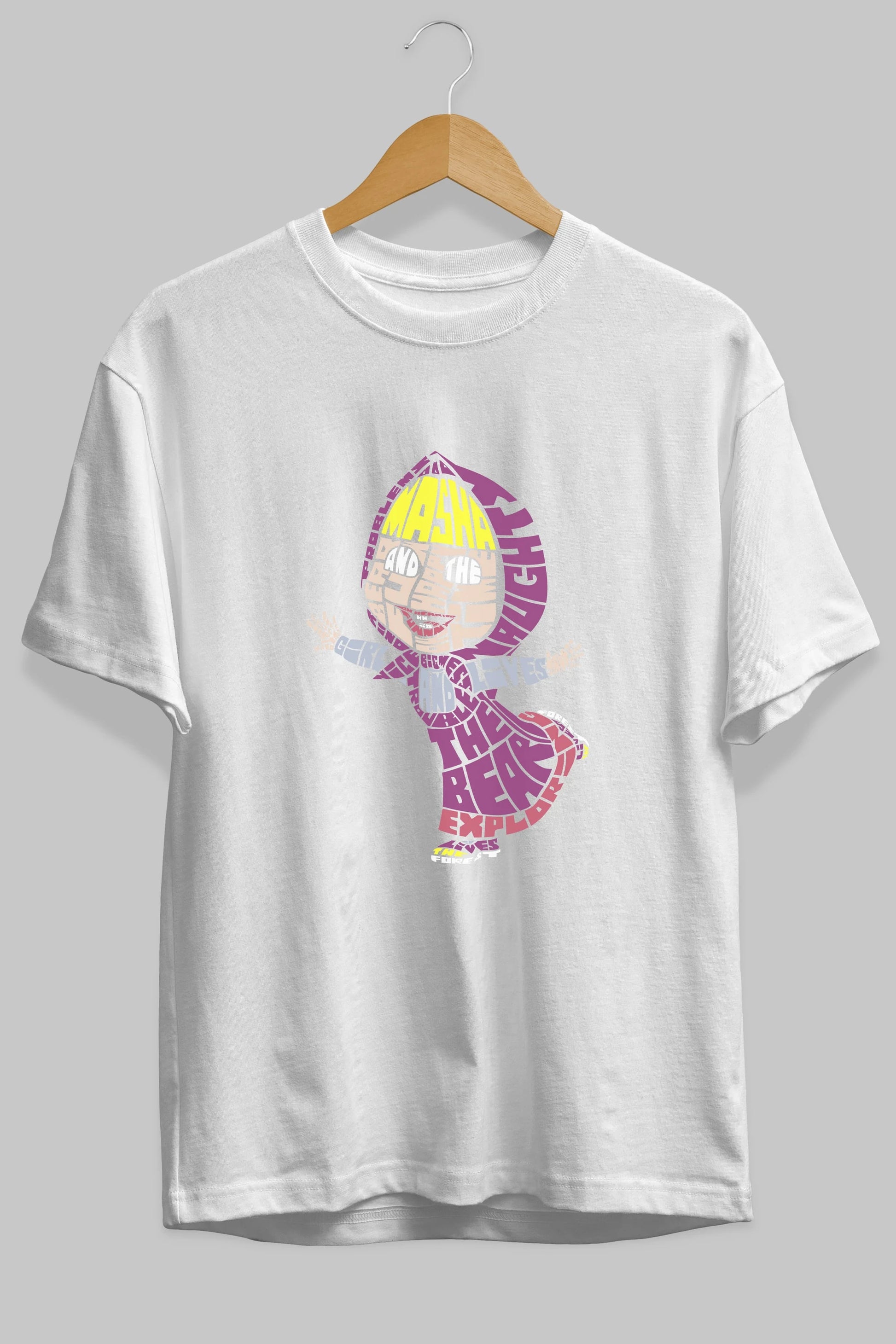 Masha And The Bear Ön Baskılı Oversize t-shirt %100 pamuk Erkek Kadın Unisex