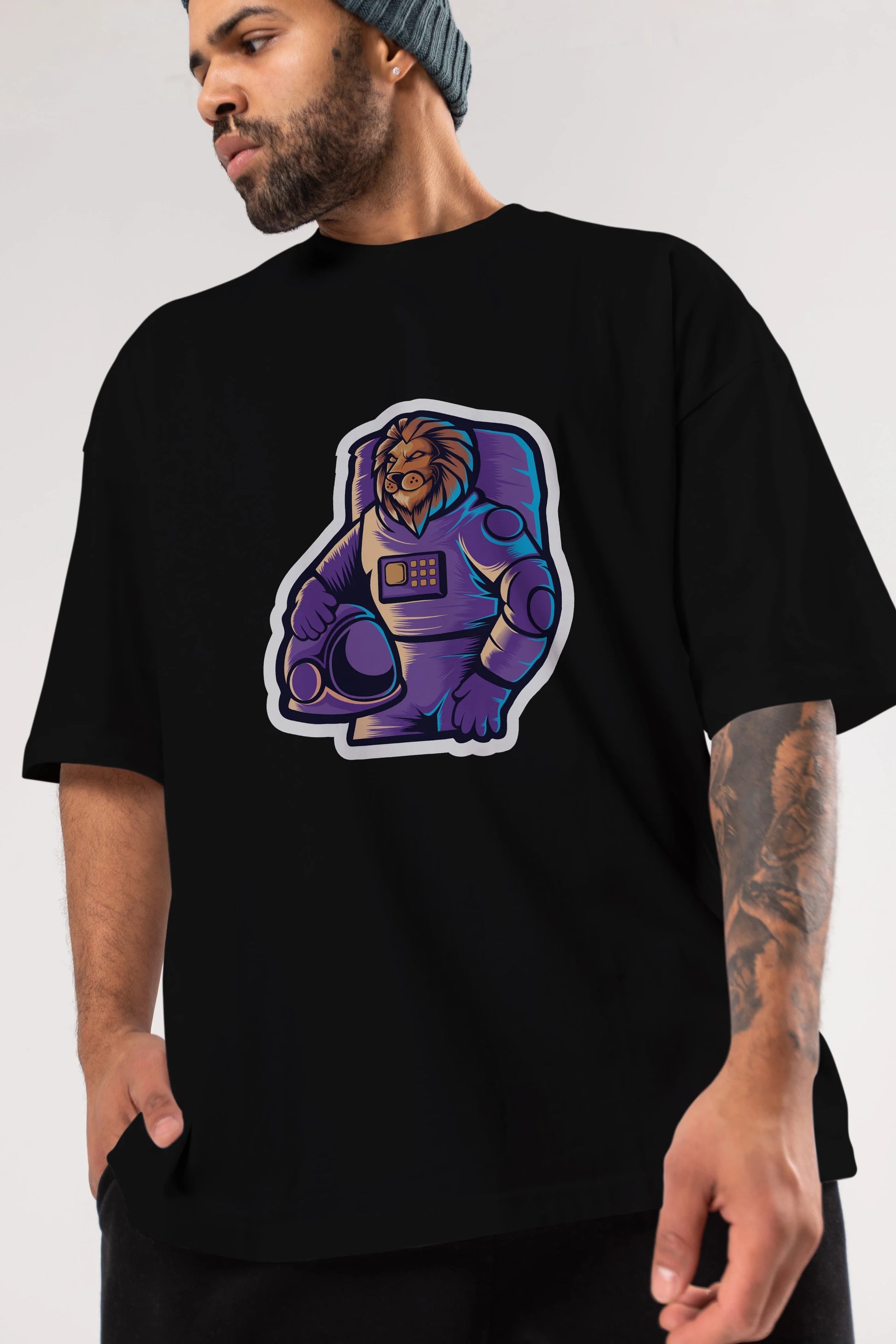 Astroking Sticker Ön Baskılı Oversize t-shirt Erkek Kadın Unisex